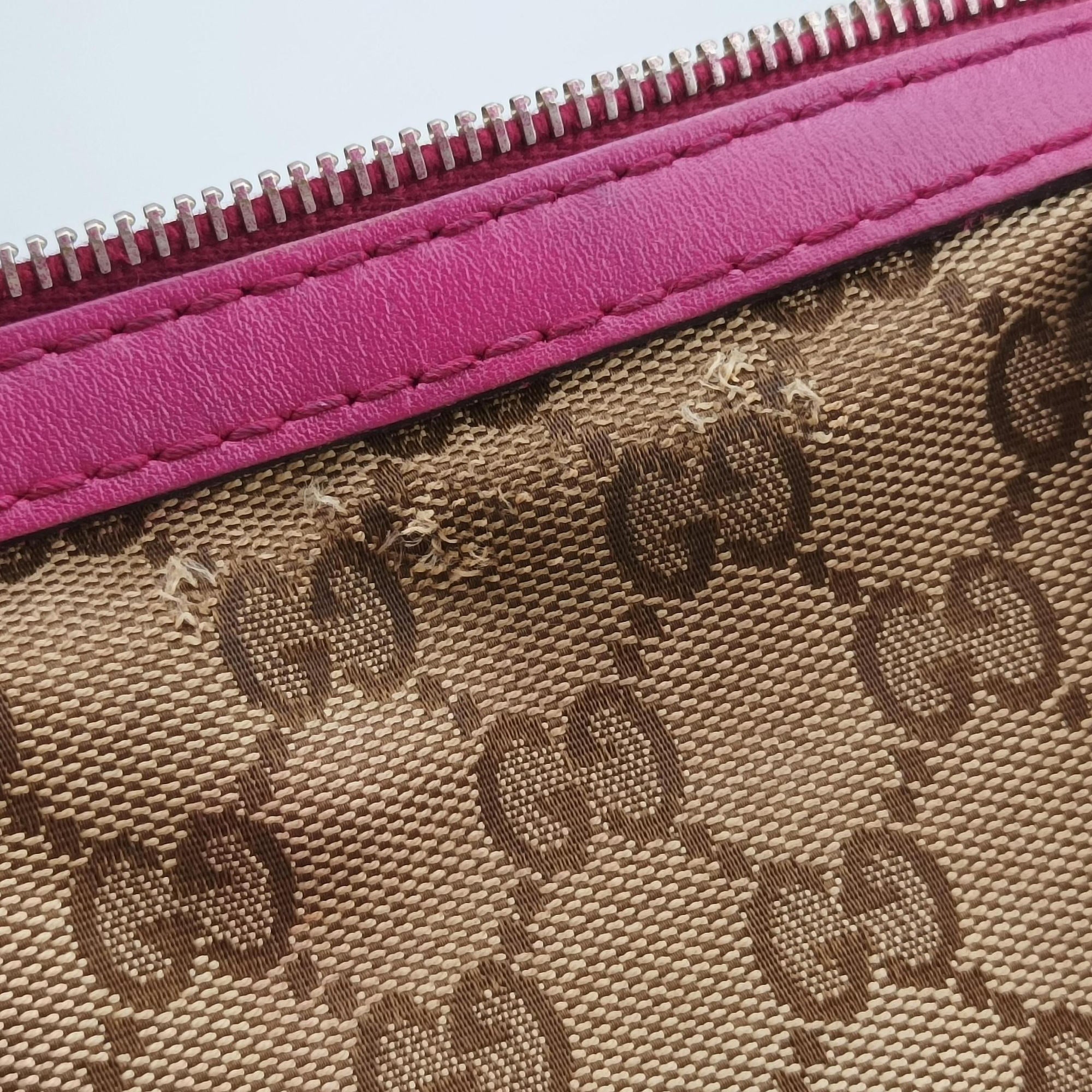 Pre-owned Gucci Sherry Line beige×rose Canvas×Leather 247205 shoulderbag | stylenewstar