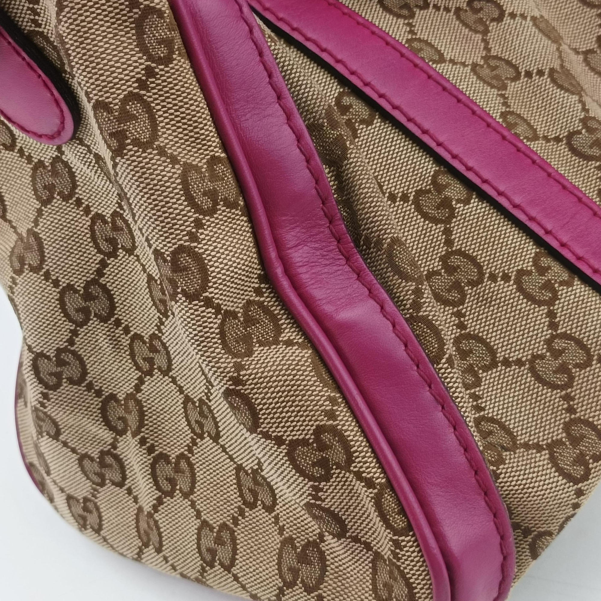 Pre-owned Gucci Sherry Line beige×rose Canvas×Leather 247205 shoulderbag | stylenewstar