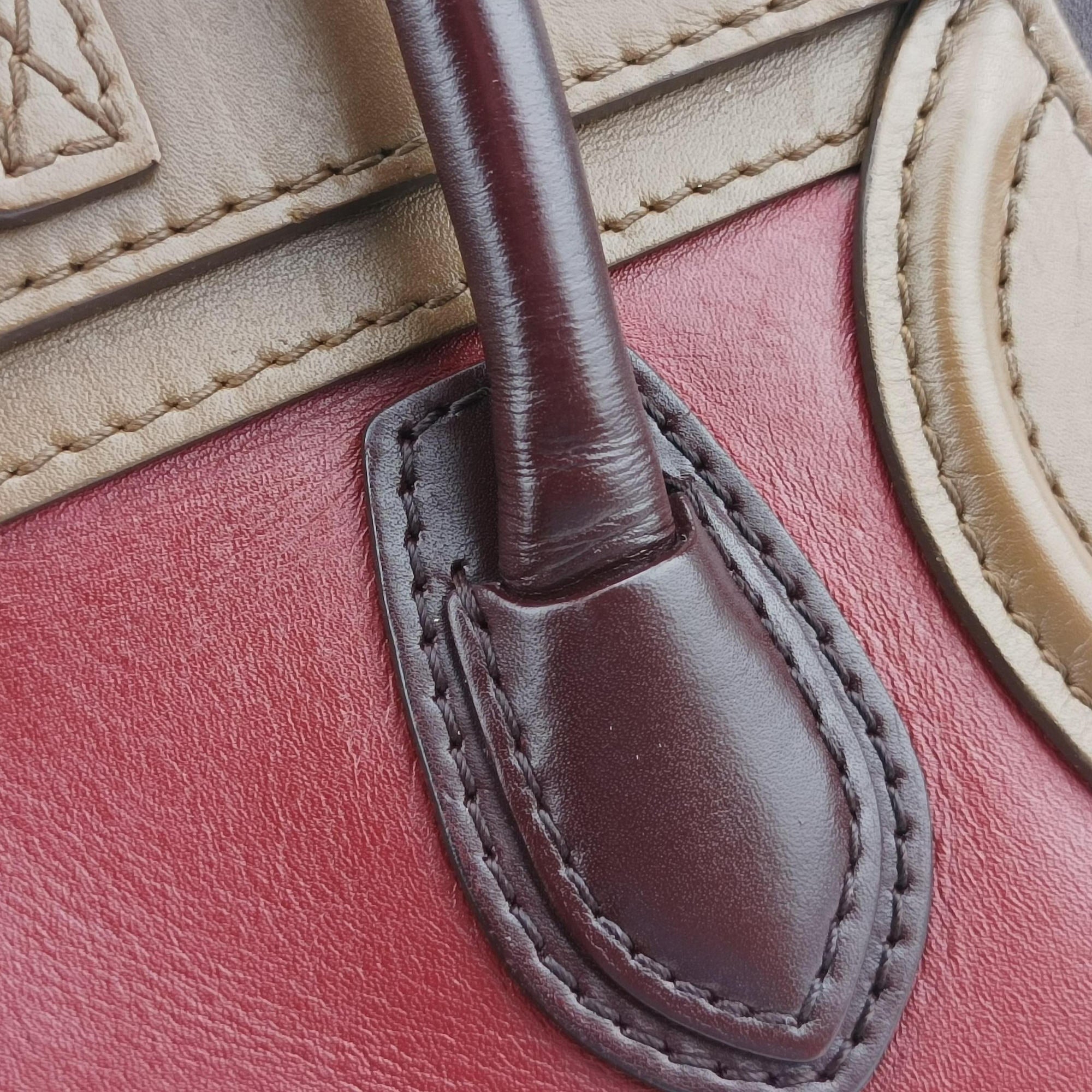 Secondhand Celine luggage nano shopper Black× burgundy ×Brown Leather  shoulderbag | stylenewstar