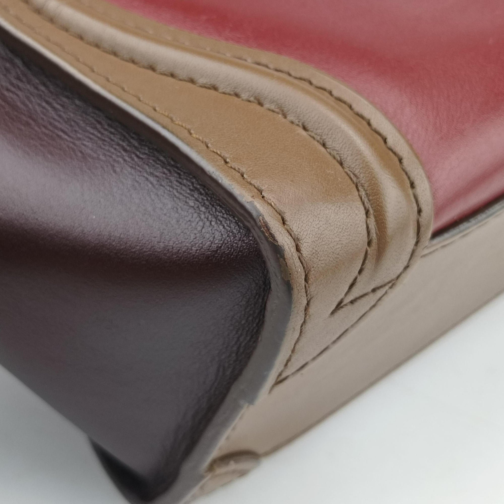 Secondhand Celine luggage nano shopper Black× burgundy ×Brown Leather  shoulderbag | stylenewstar