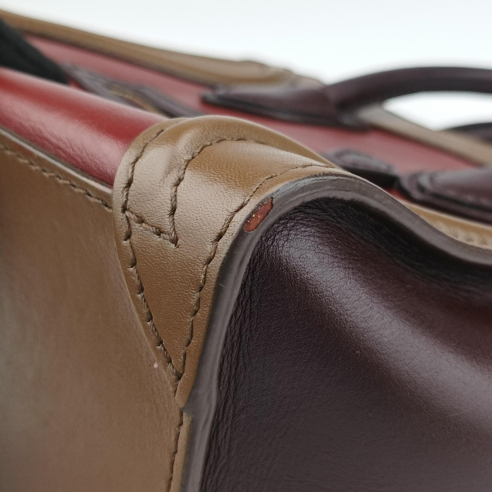 Secondhand Celine luggage nano shopper Black× burgundy ×Brown Leather  shoulderbag | stylenewstar
