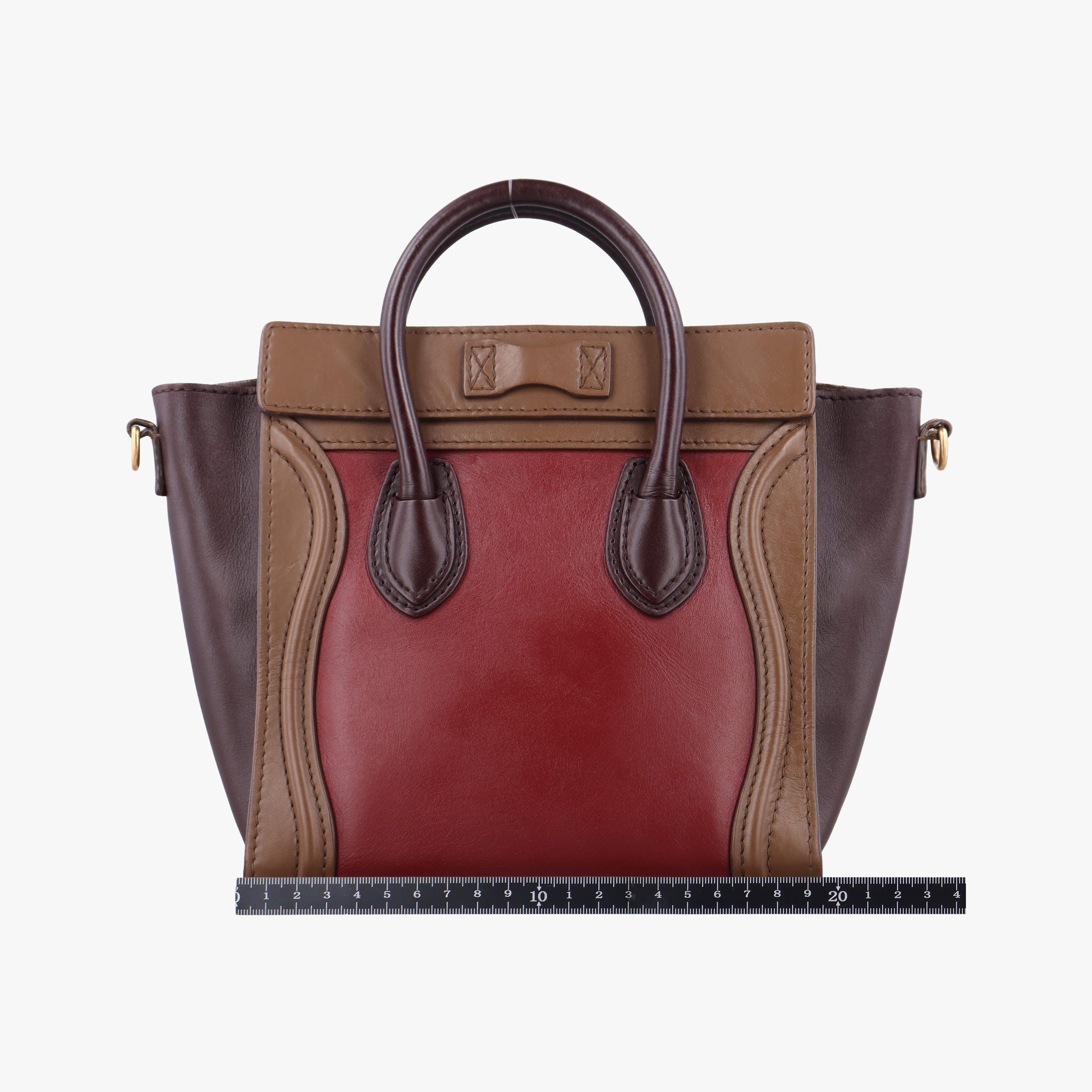 Secondhand Celine luggage nano shopper Black× burgundy ×Brown Leather  shoulderbag | stylenewstar