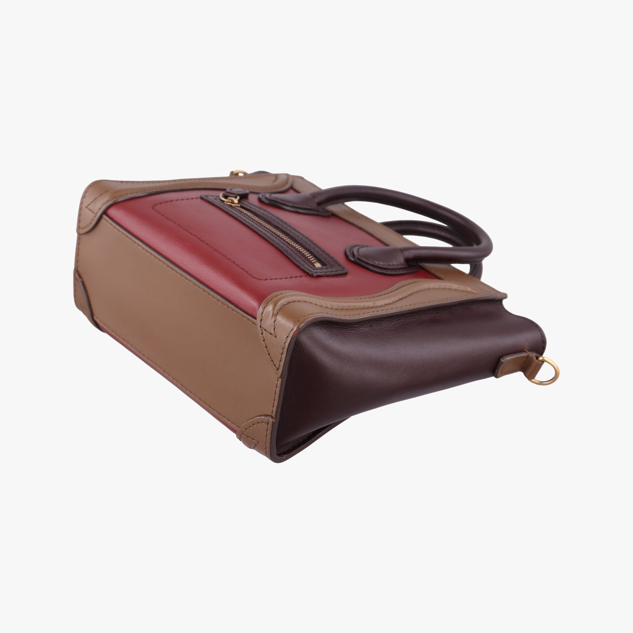 Secondhand Celine luggage nano shopper Black× burgundy ×Brown Leather  shoulderbag | stylenewstar
