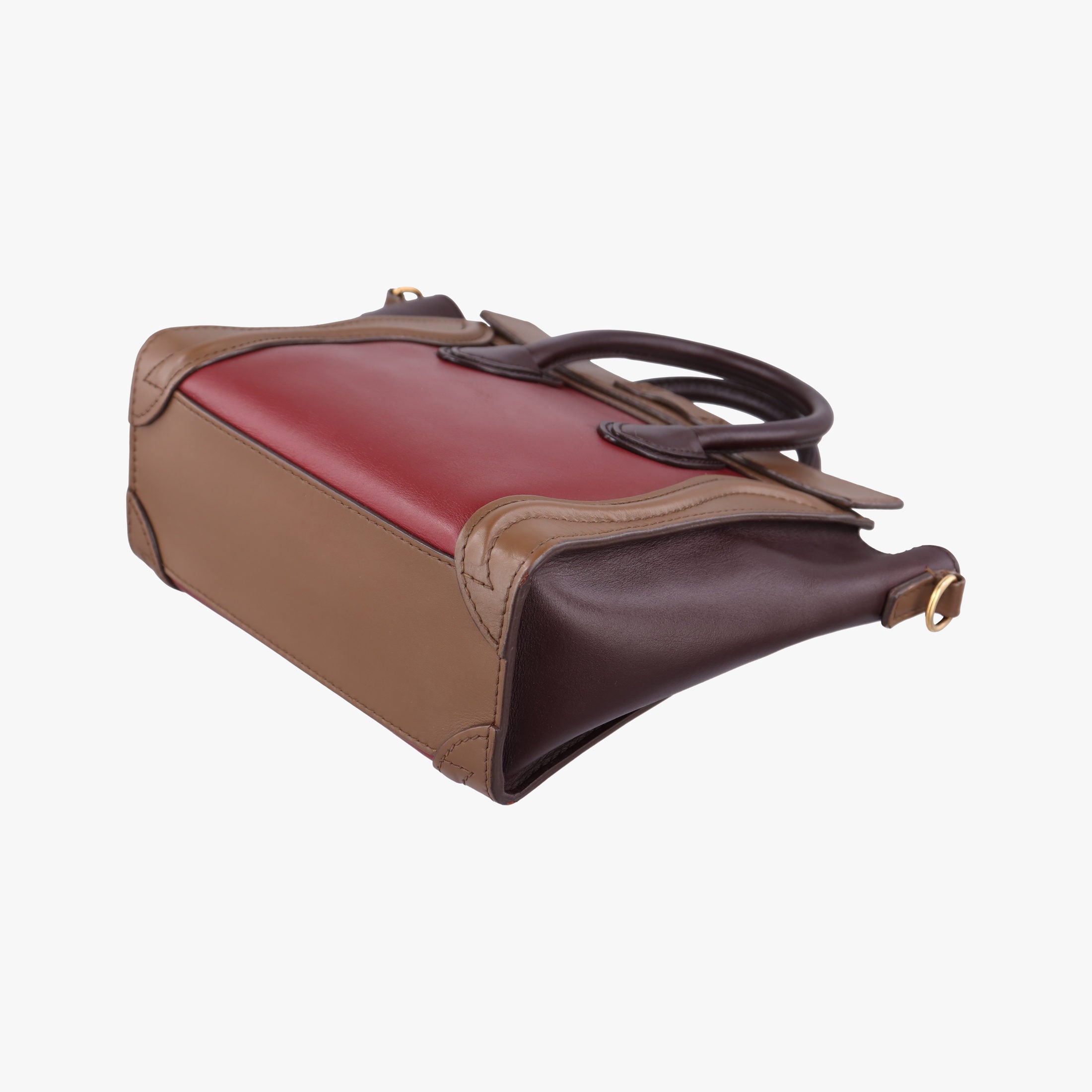 Secondhand Celine luggage nano shopper Black× burgundy ×Brown Leather  shoulderbag | stylenewstar