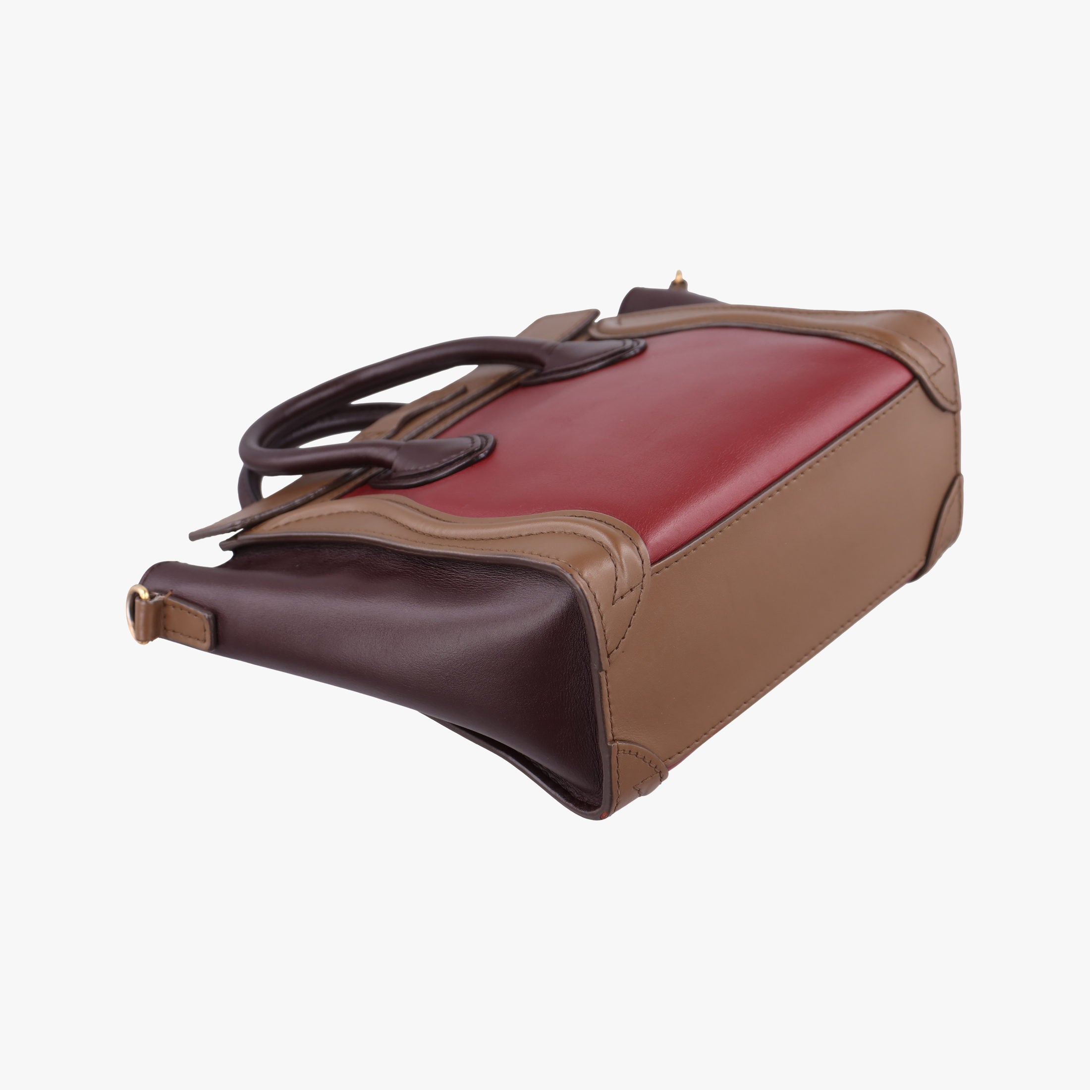 Secondhand Celine luggage nano shopper Black× burgundy ×Brown Leather  shoulderbag | stylenewstar
