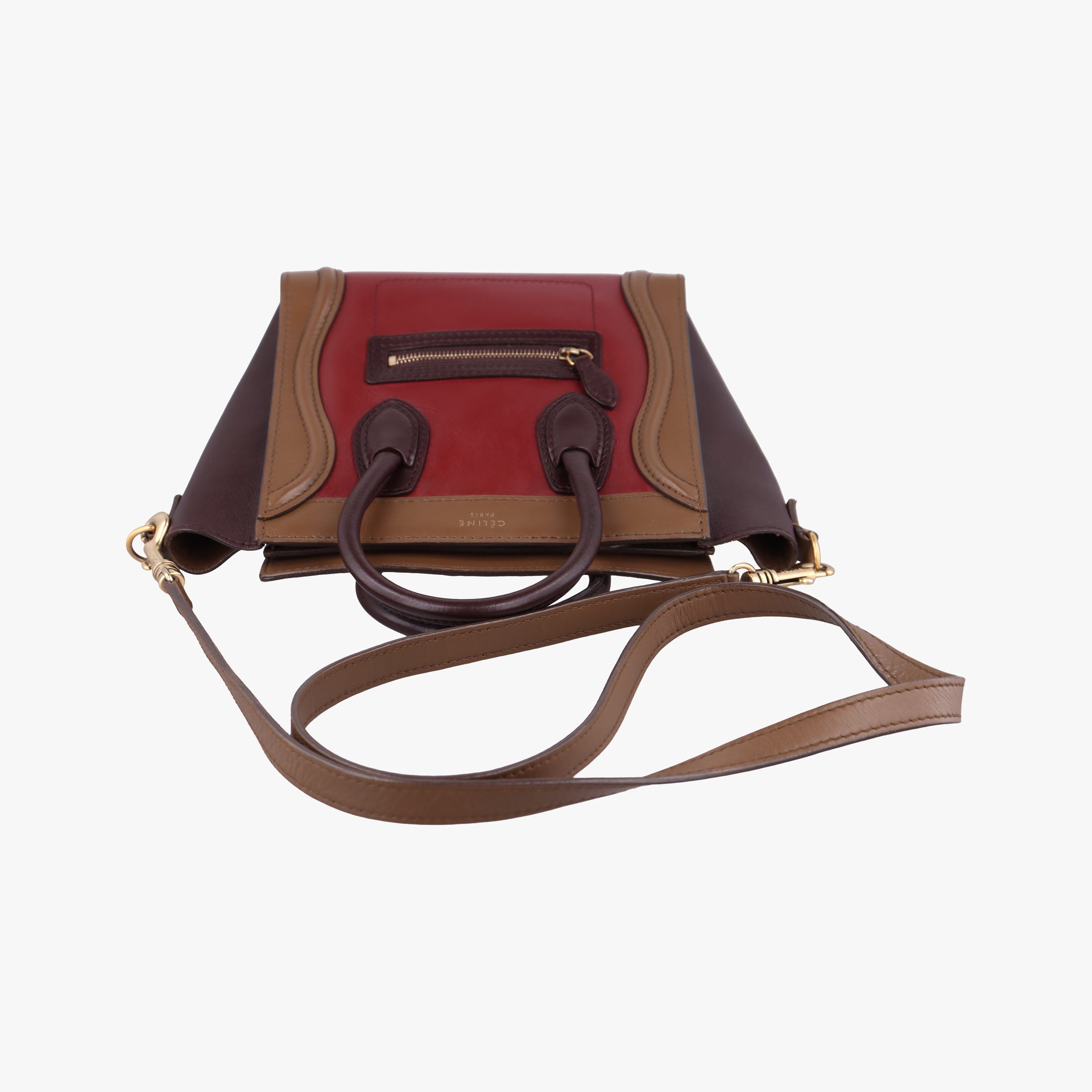 Secondhand Celine luggage nano shopper Black× burgundy ×Brown Leather  shoulderbag | stylenewstar