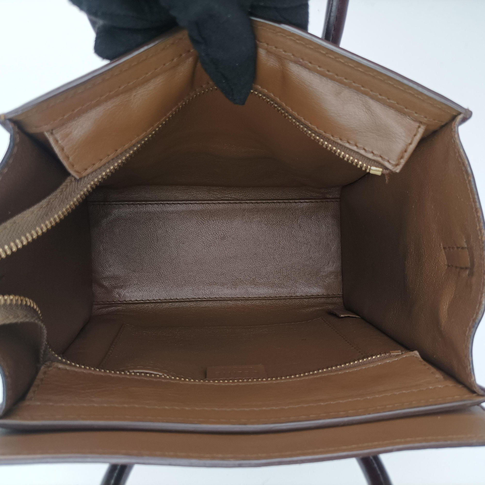 Secondhand Celine luggage nano shopper Black× burgundy ×Brown Leather  shoulderbag | stylenewstar
