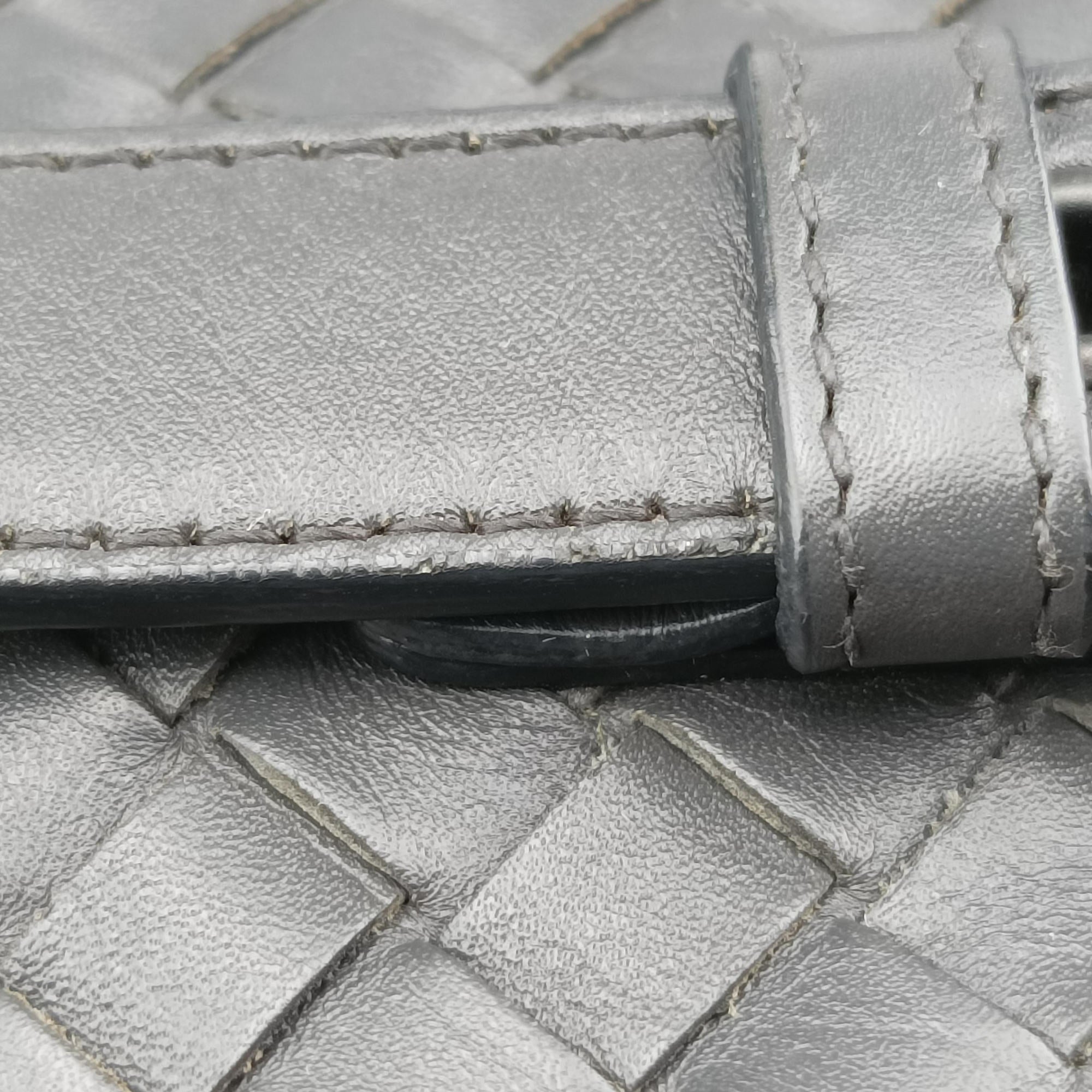 Pre-owned Bottega Veneta Intrecciato Shopper Acatl Grey lambskin  handbag | stylenewstar
