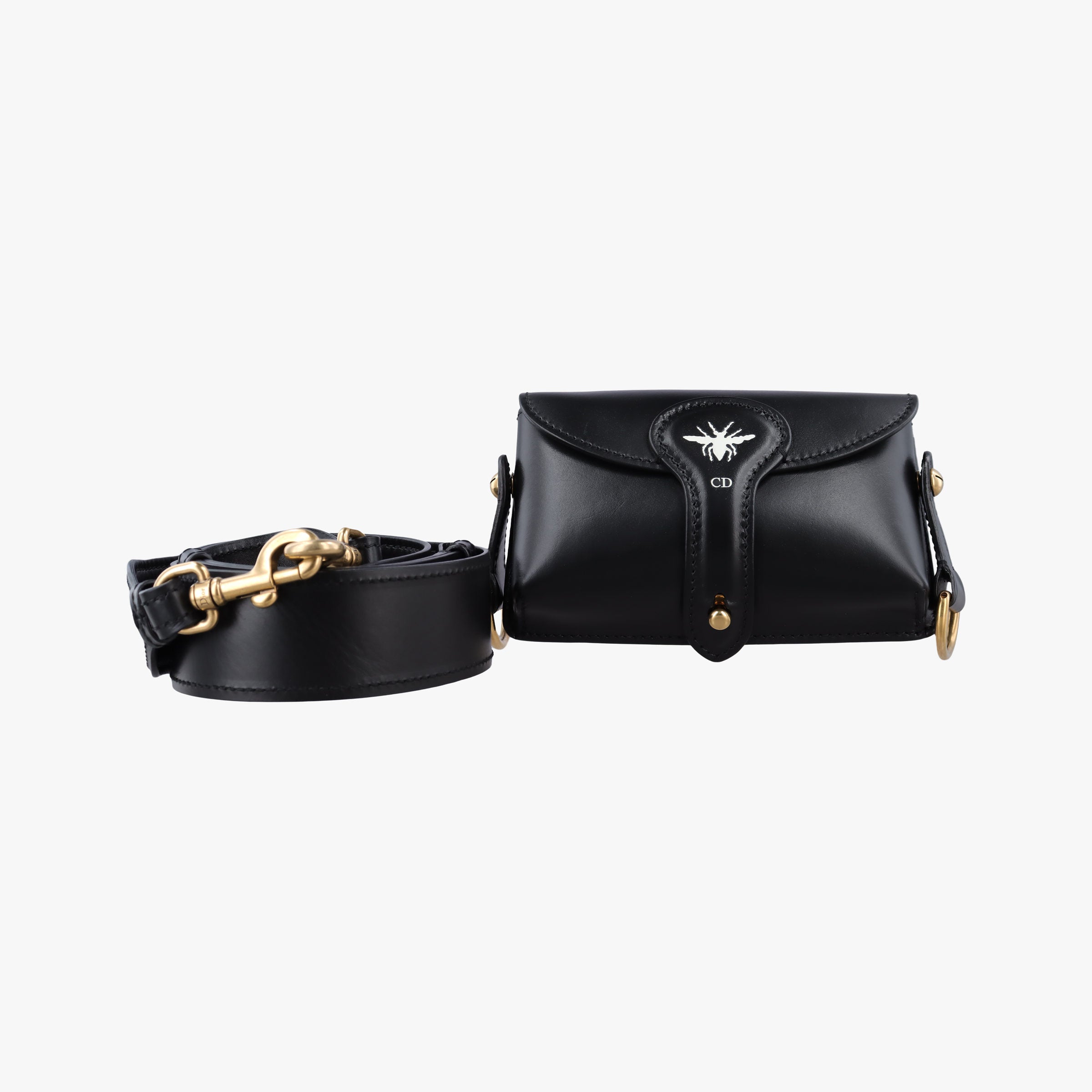 Pre-owned Christian Dior Mini D-Bee Black Leather  shoulderbag | stylenewstar