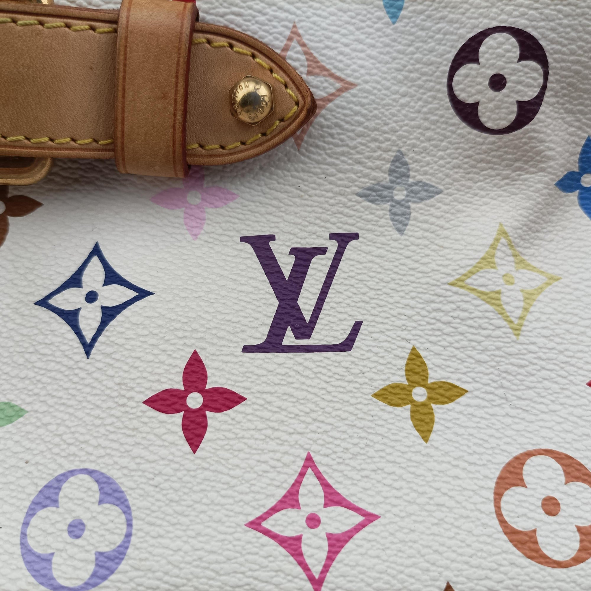 Vintage Louis Vuitton CLAUDIA white Monogram Multicolor M40193 shoulderbag | stylenewstar
