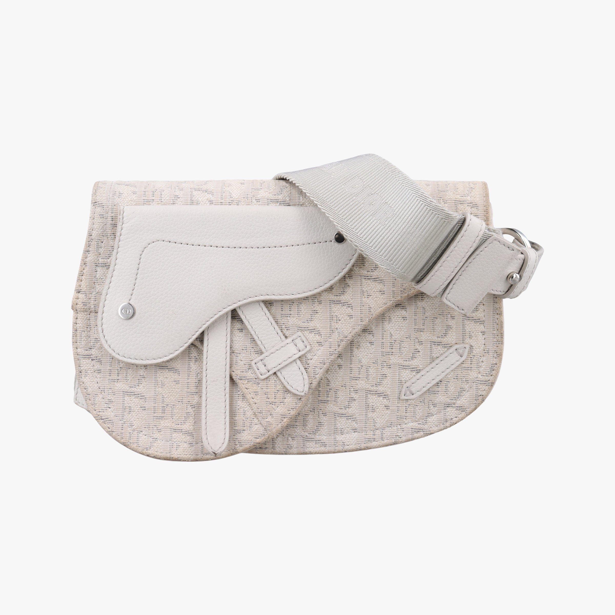 Vintage Christian Dior Saddle White Jacquard × Leather  bum bag/waist bag | stylenewstar