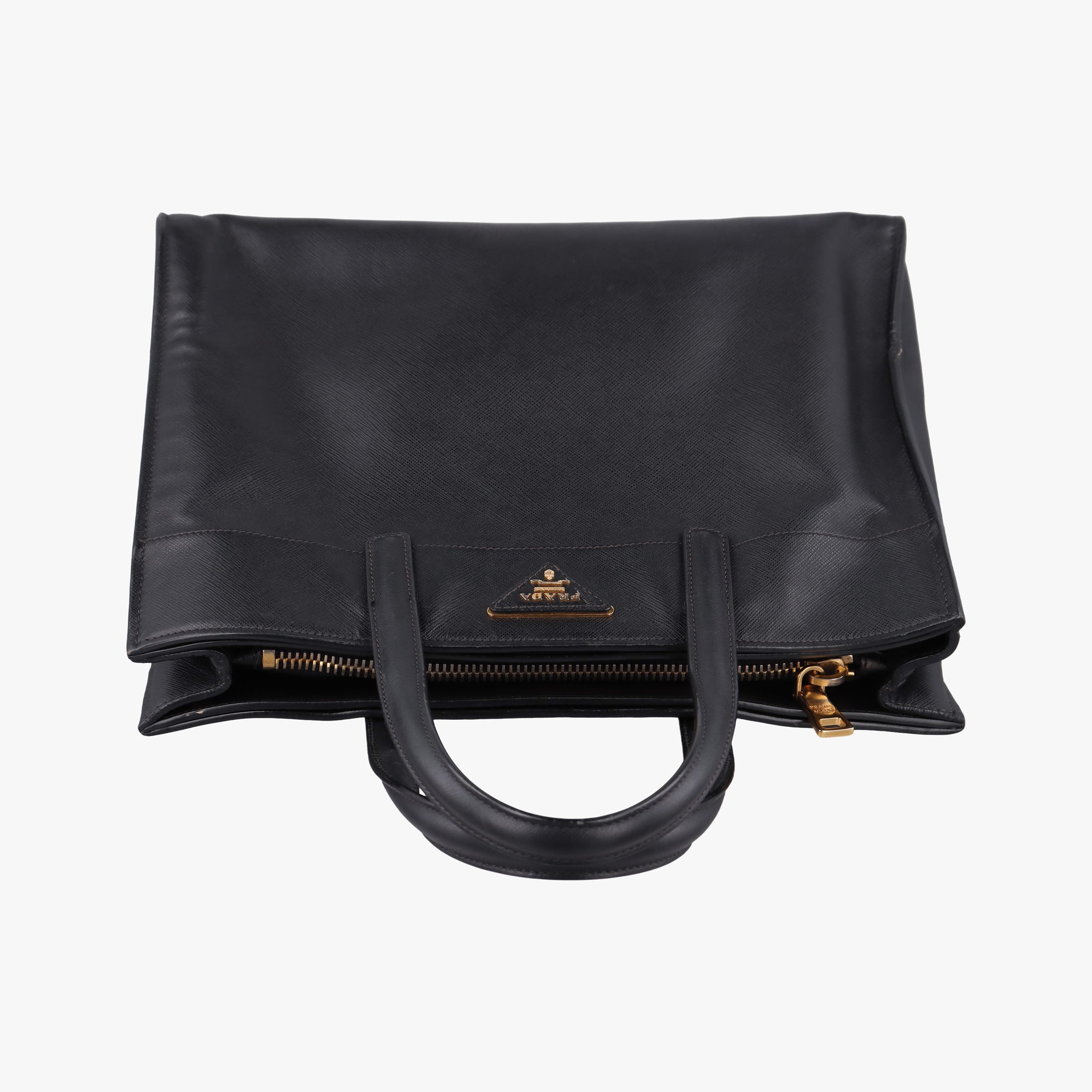 Pre-owned Prada Triple Pocket Convertible Zip Tote Black SAFFIANO　Leather BN2603 handbag | stylenewstar