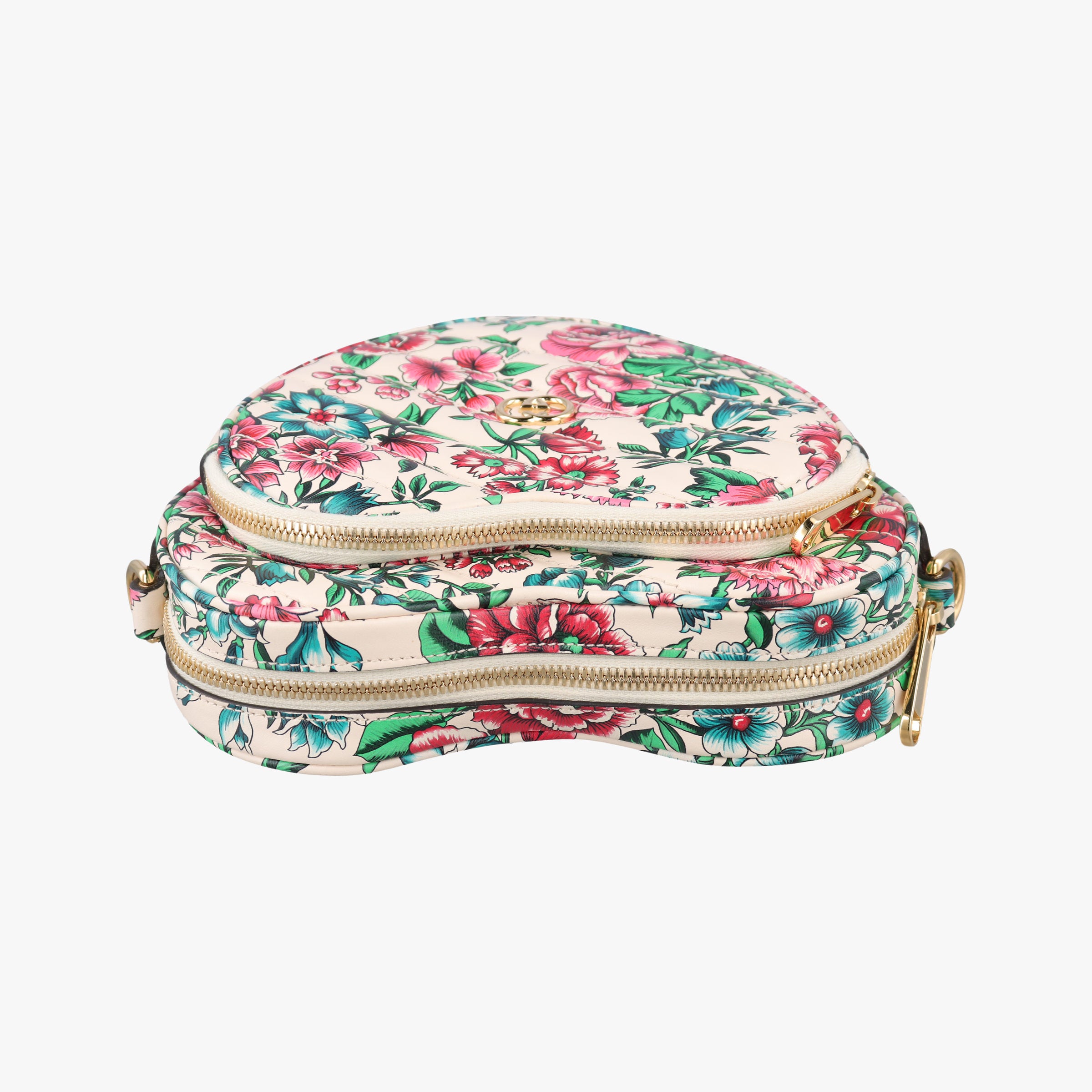 Pre-owned Gucci GG Marmont Flower Print Heart Multicolour Leather 740355 shoulderbag | stylenewstar