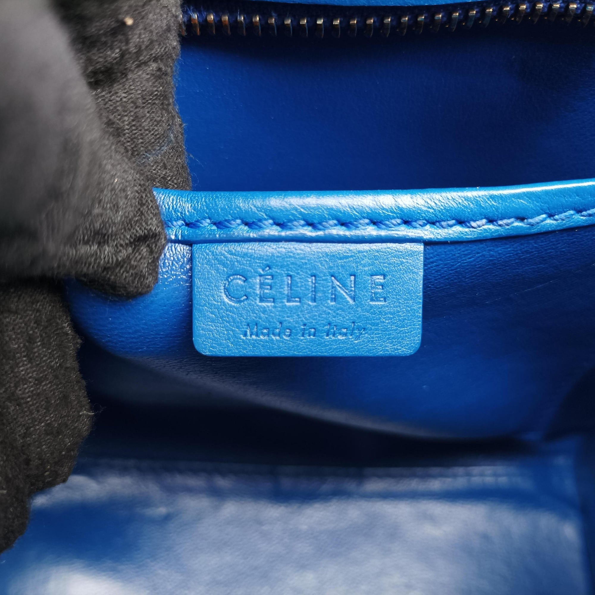 Vintage Celine Luggage Mini Shopper Blue Leather  shoulderbag | stylenewstar