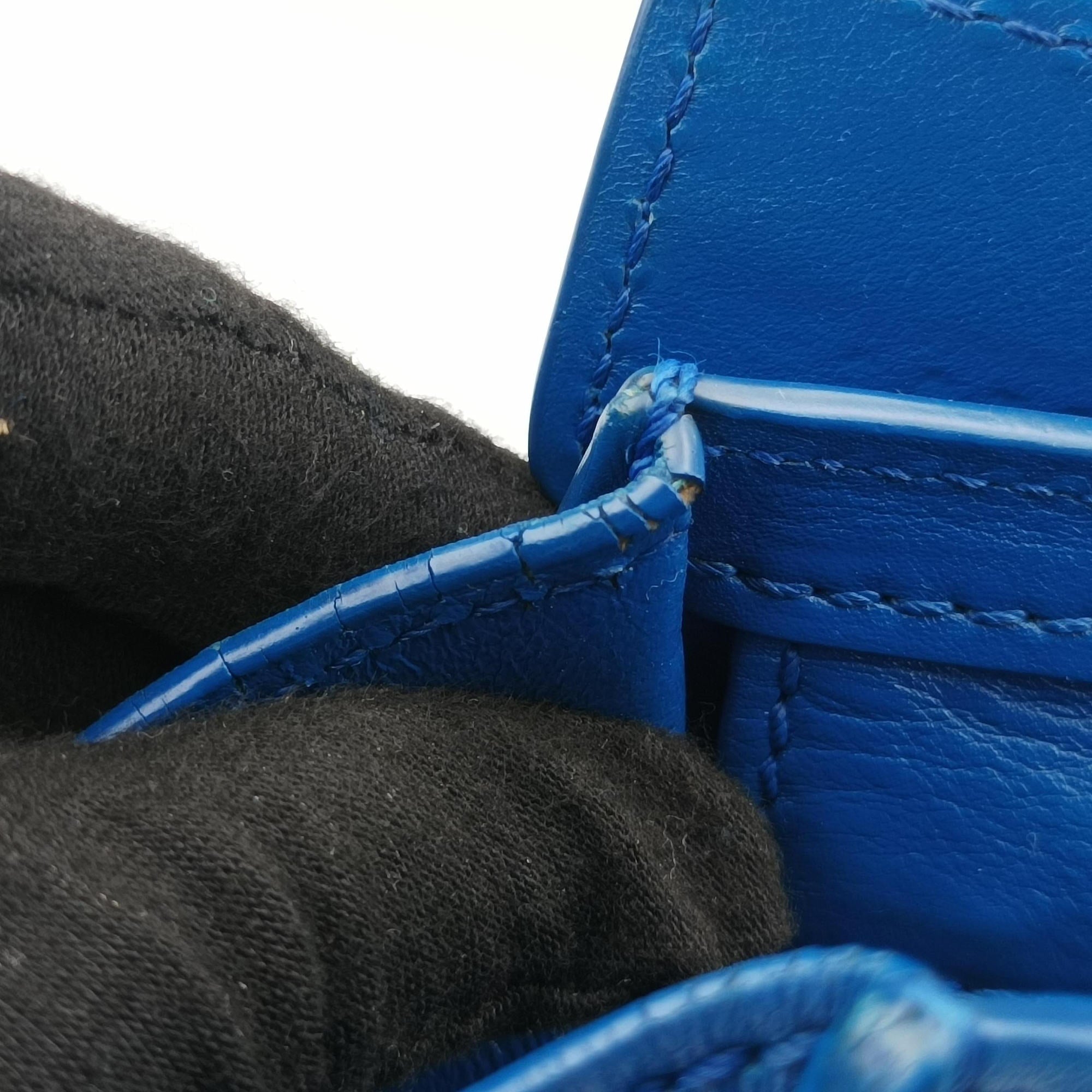 Vintage Celine Luggage Mini Shopper Blue Leather  shoulderbag | stylenewstar