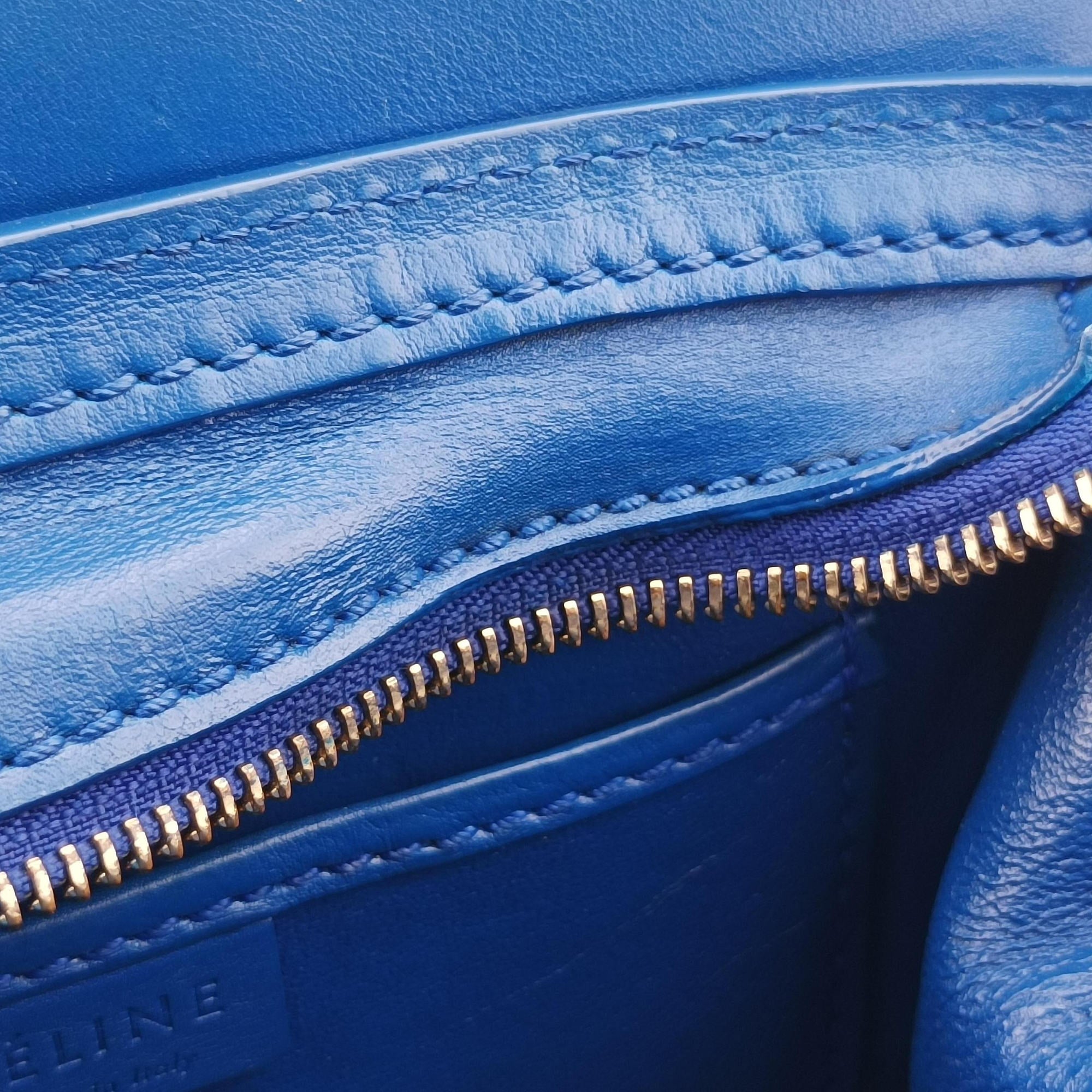 Vintage Celine Luggage Mini Shopper Blue Leather  shoulderbag | stylenewstar