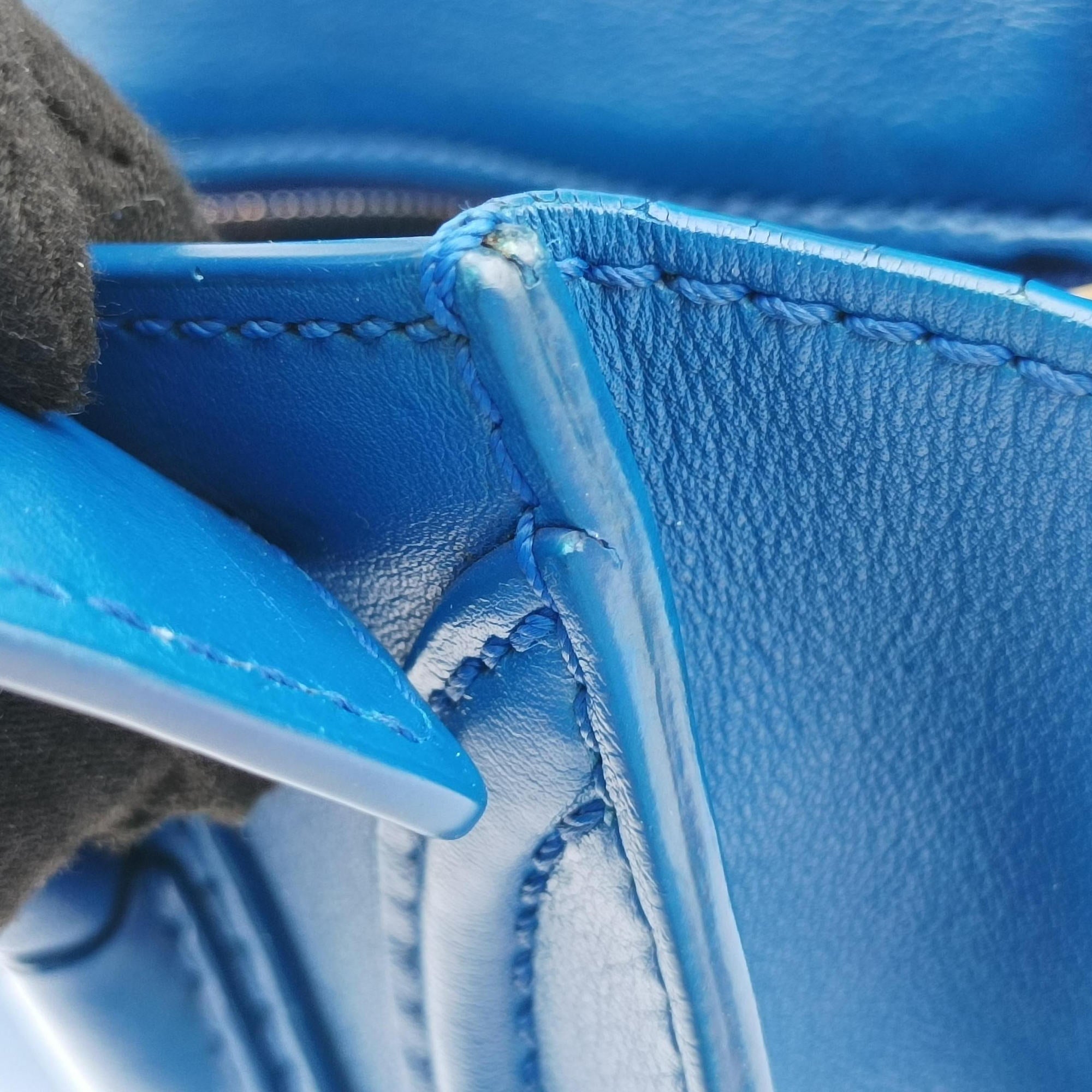 Vintage Celine Luggage Mini Shopper Blue Leather  shoulderbag | stylenewstar