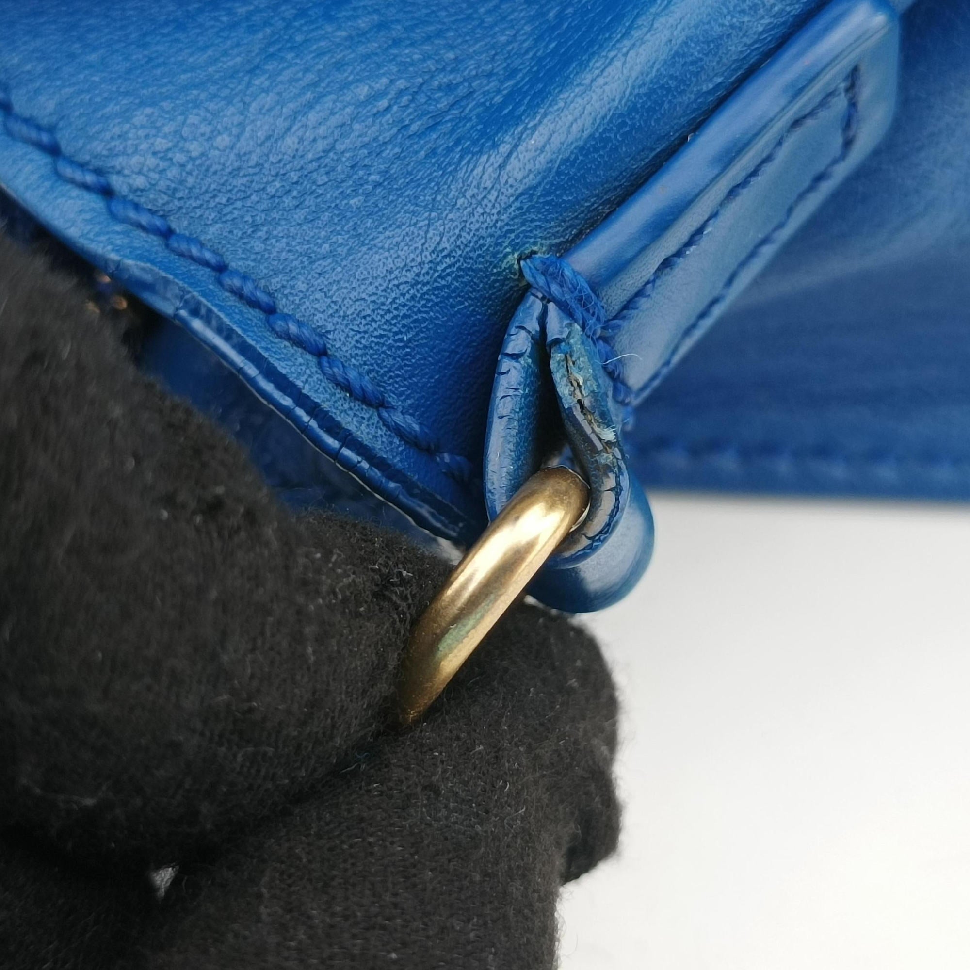 Vintage Celine Luggage Mini Shopper Blue Leather  shoulderbag | stylenewstar