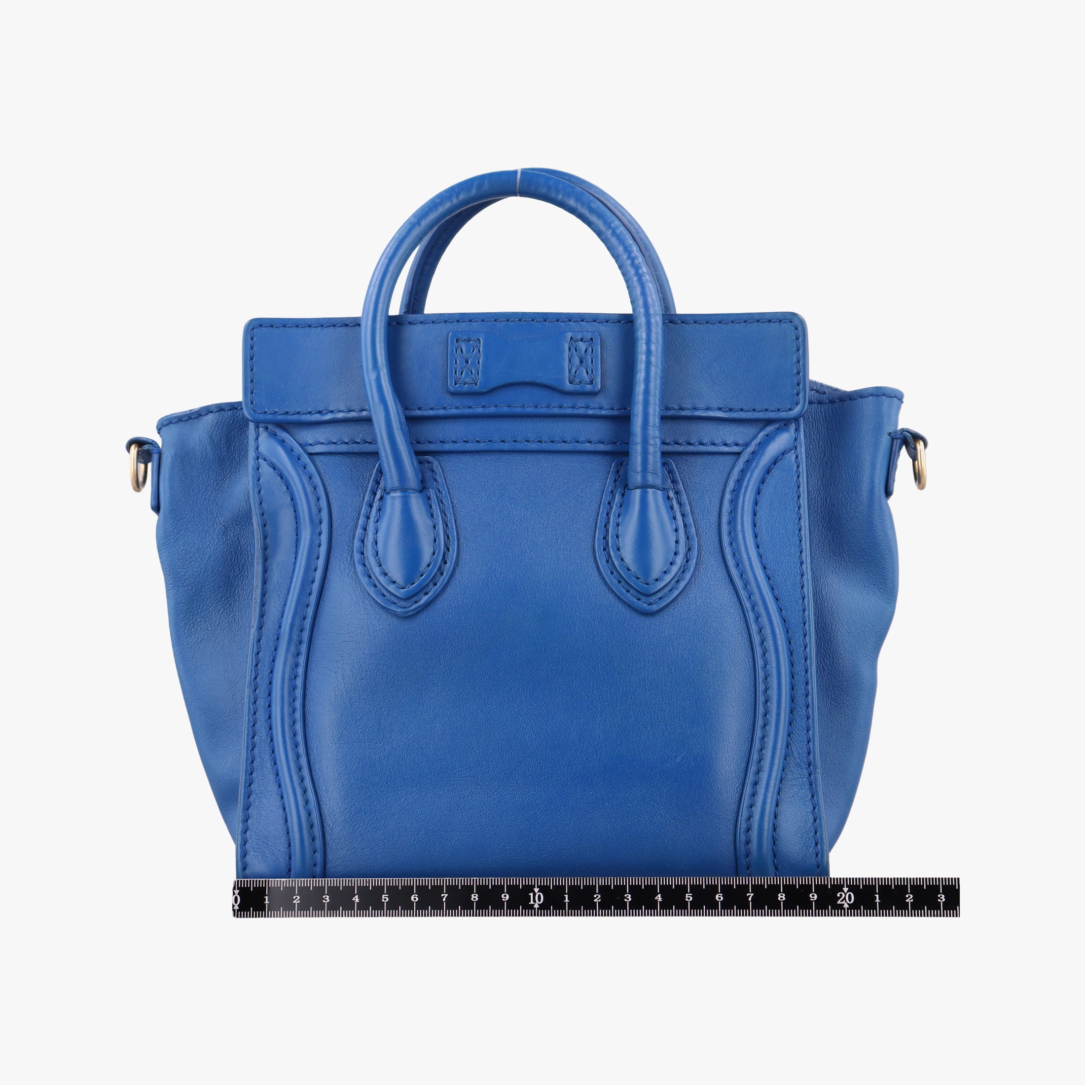 Vintage Celine Luggage Mini Shopper Blue Leather  shoulderbag | stylenewstar