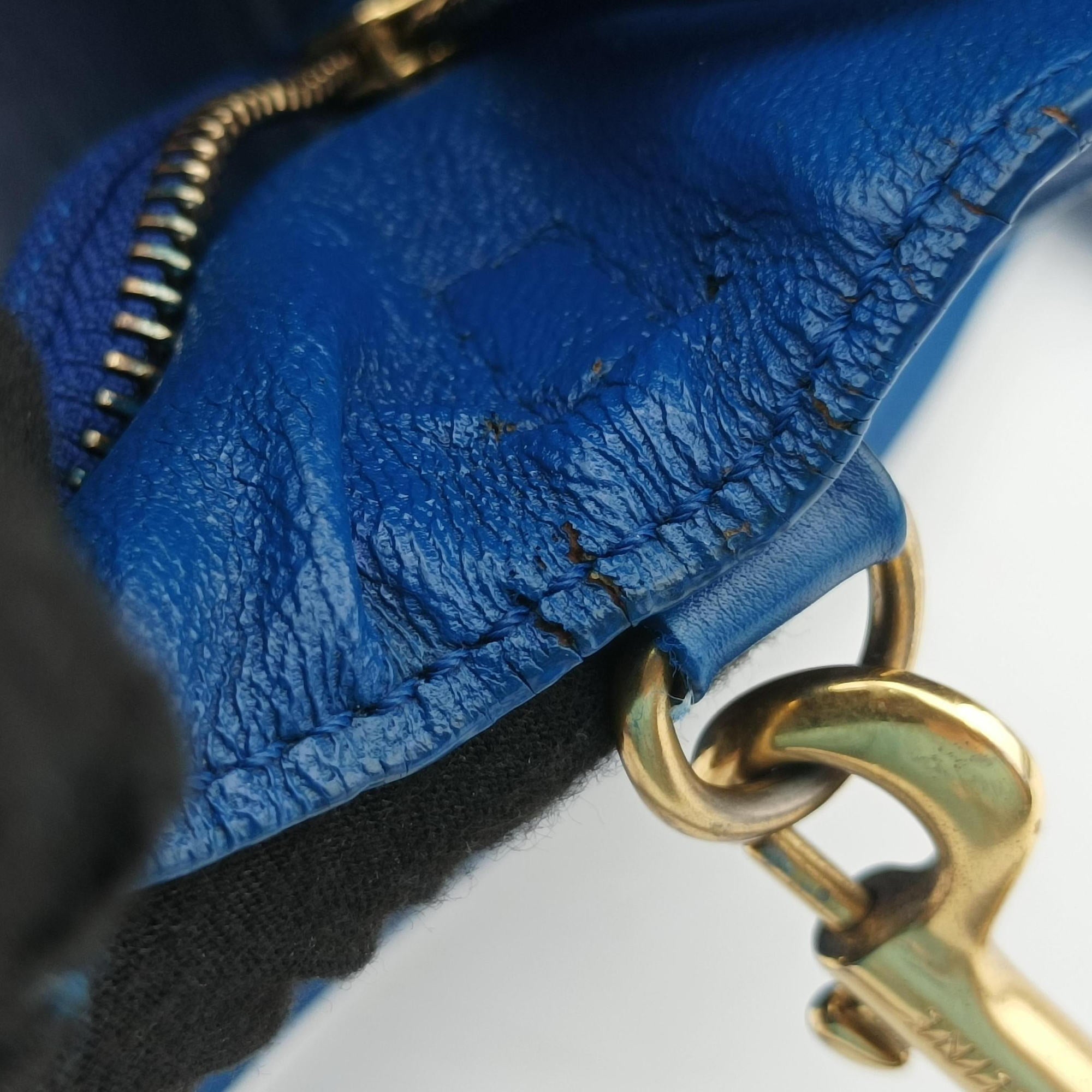 Vintage Celine Luggage Mini Shopper Blue Leather  shoulderbag | stylenewstar