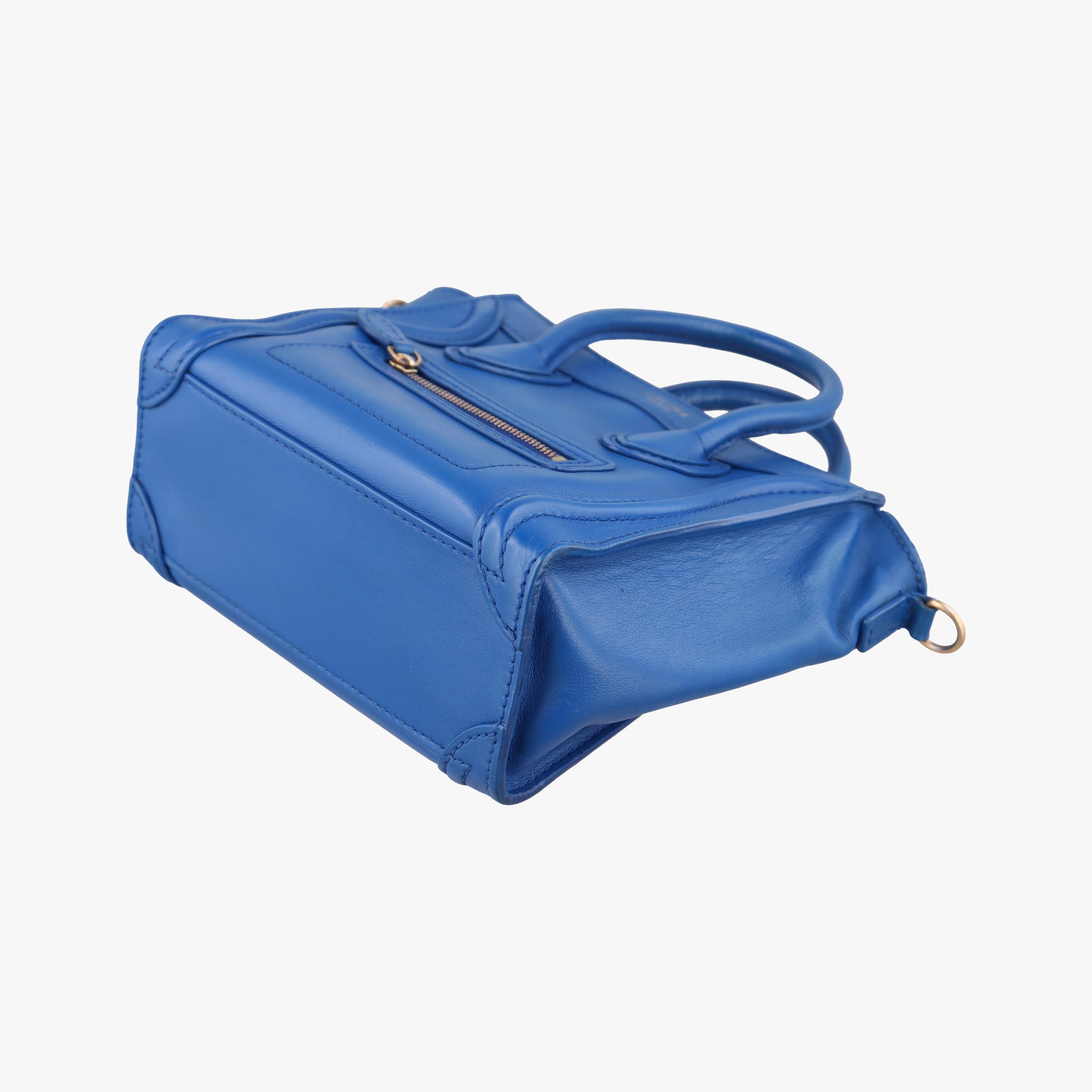 Vintage Celine Luggage Mini Shopper Blue Leather  shoulderbag | stylenewstar