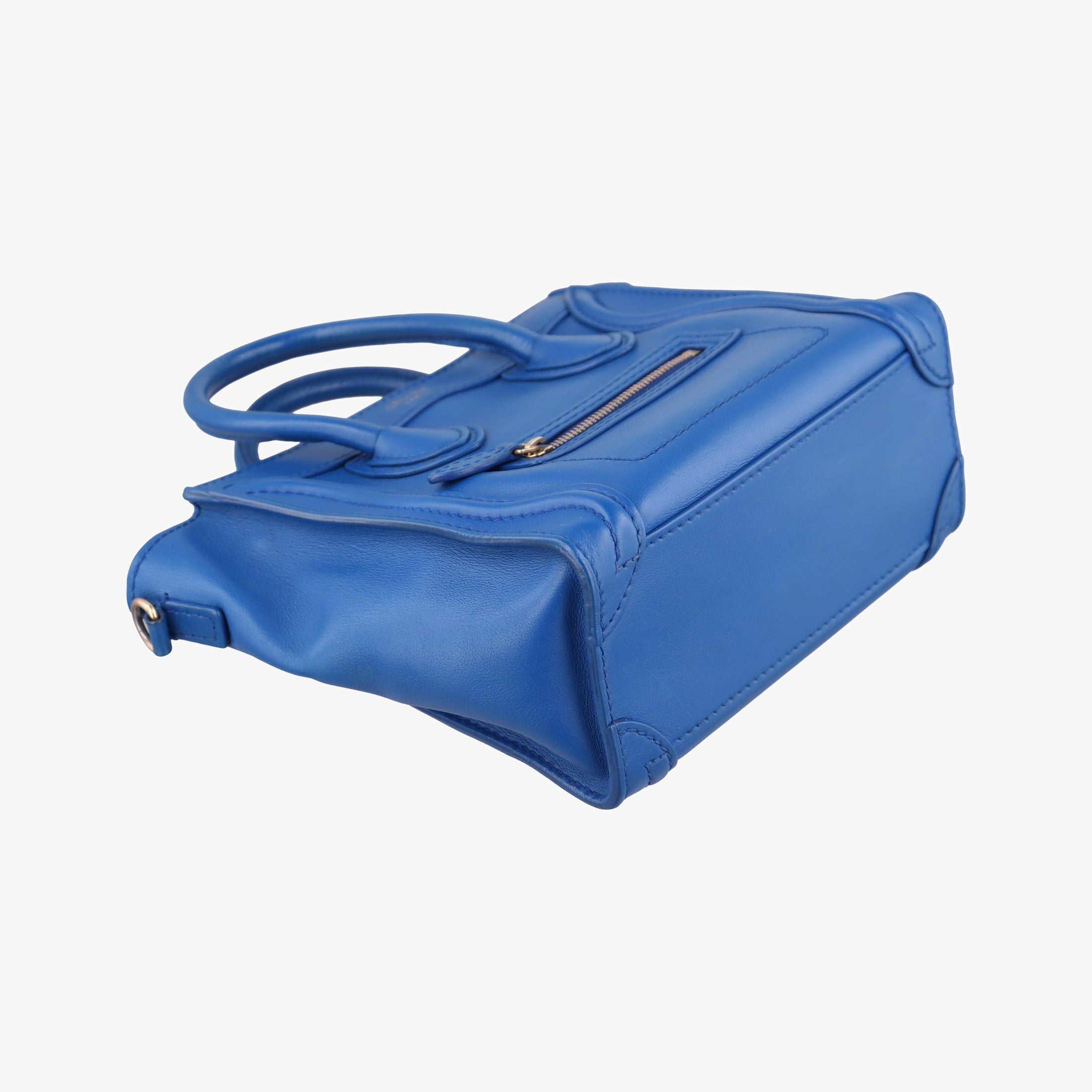 Vintage Celine Luggage Mini Shopper Blue Leather  shoulderbag | stylenewstar