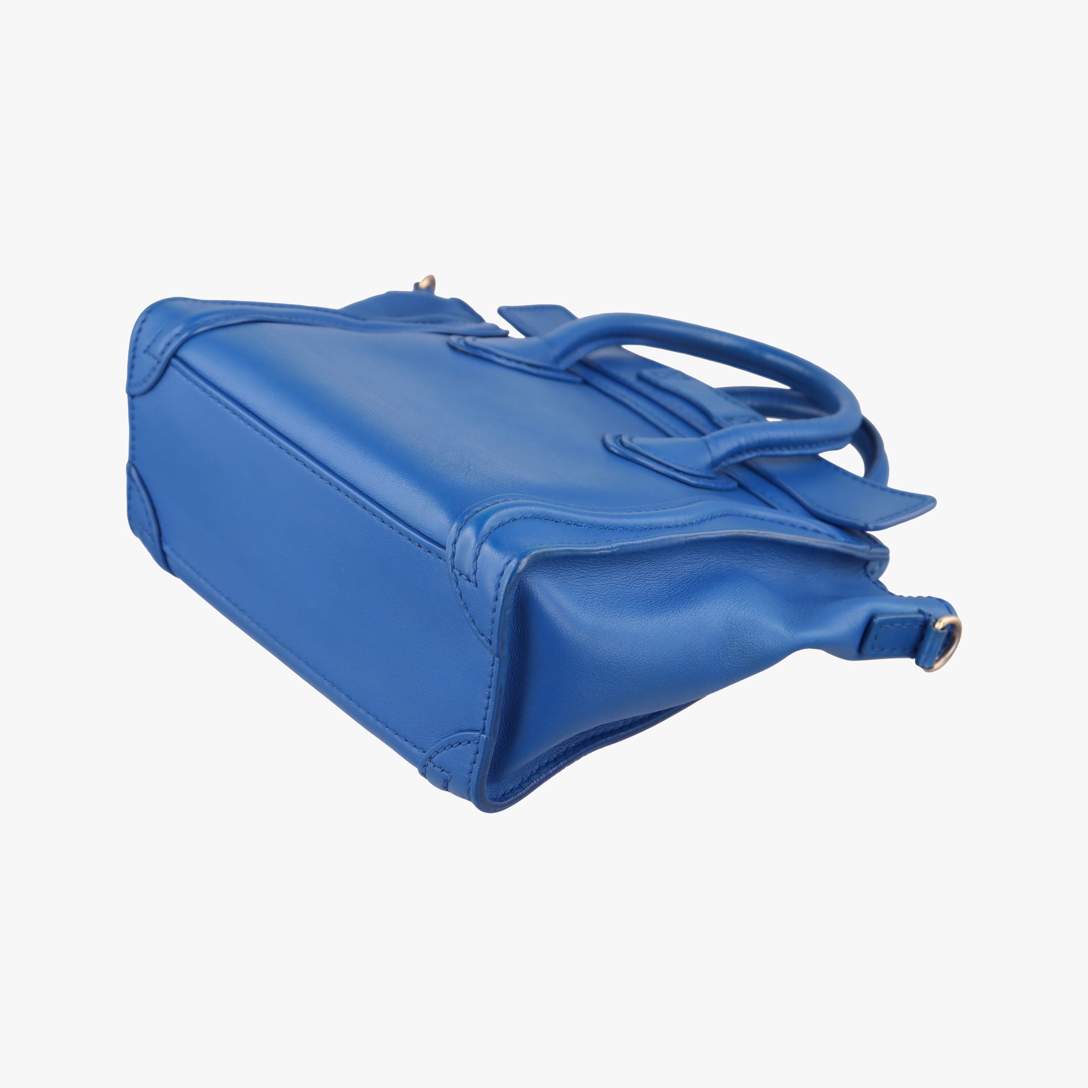 Vintage Celine Luggage Mini Shopper Blue Leather  shoulderbag | stylenewstar