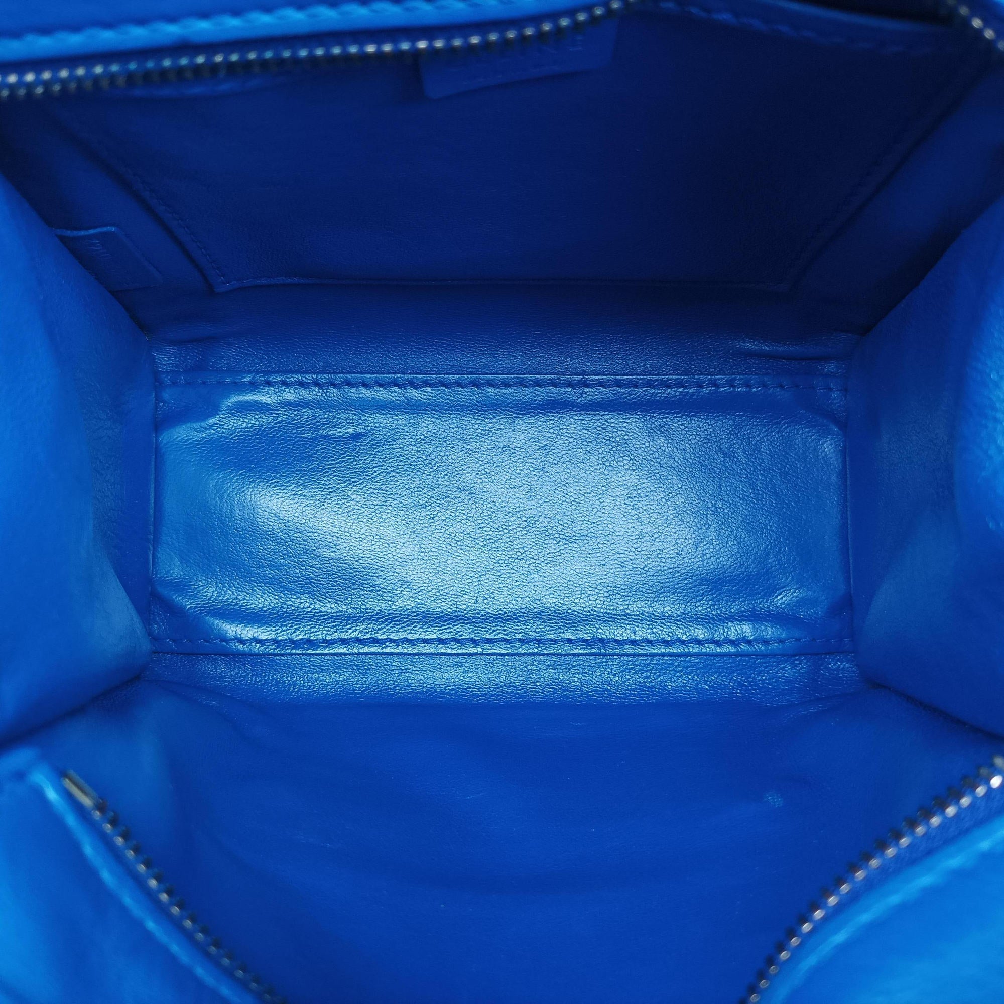 Vintage Celine Luggage Mini Shopper Blue Leather  shoulderbag | stylenewstar