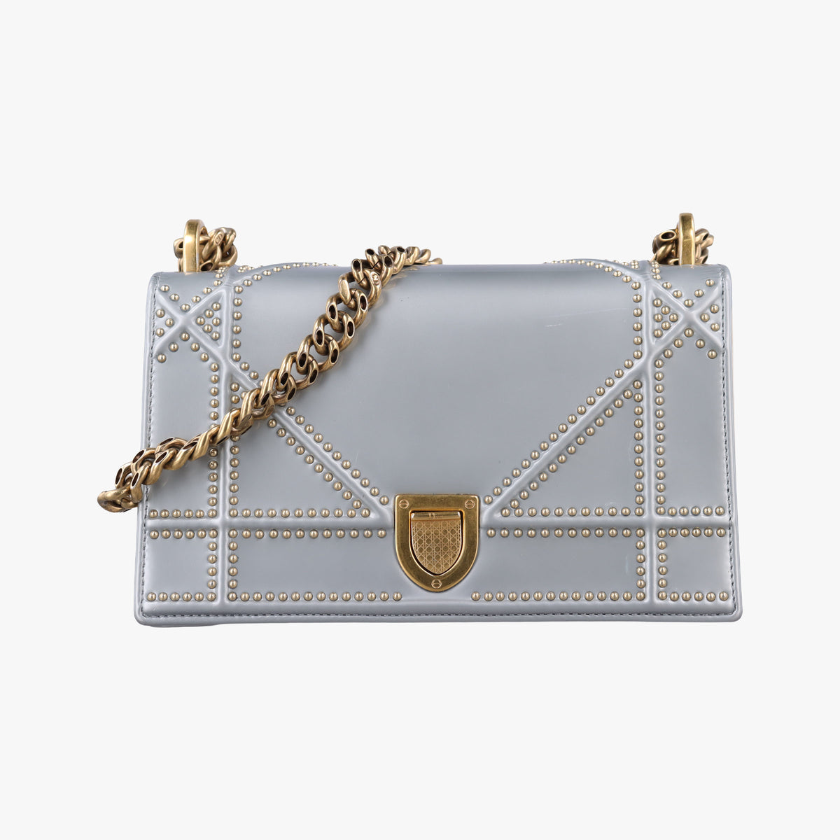 Pre-owned Christian Dior Diorama Silver Patent Leather  shoulderbag | stylenewstar