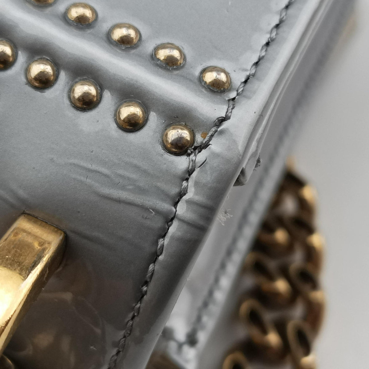 Pre-owned Christian Dior Diorama Silver Patent Leather  shoulderbag | stylenewstar