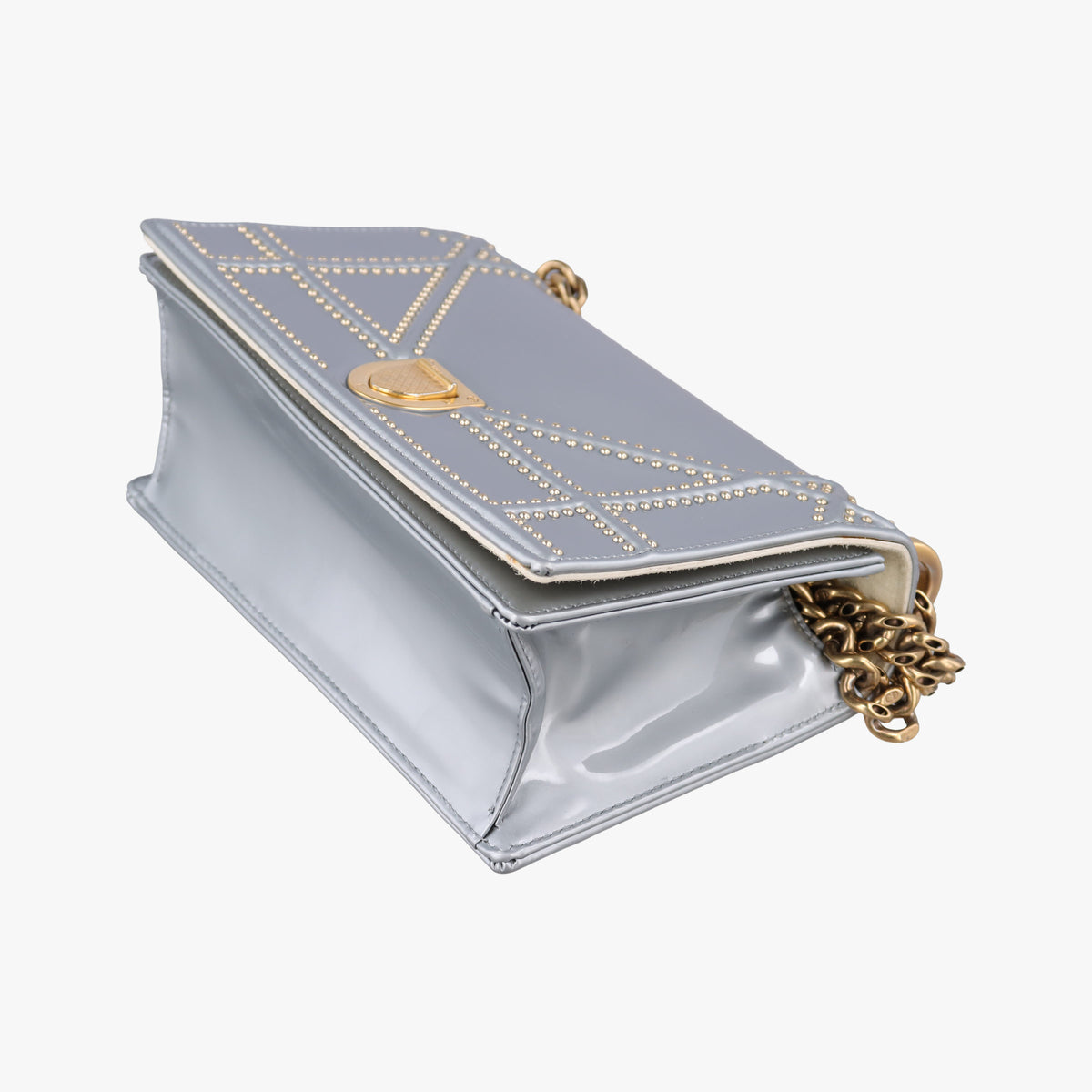 Pre-owned Christian Dior Diorama Silver Patent Leather  shoulderbag | stylenewstar