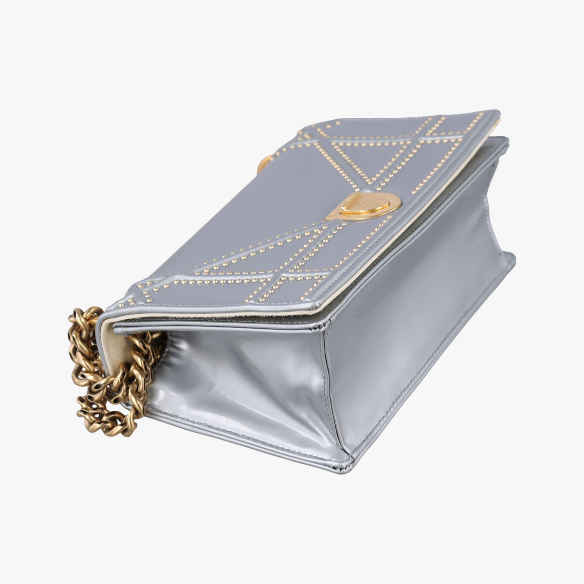 Pre-owned Christian Dior Diorama Silver Patent Leather  shoulderbag | stylenewstar