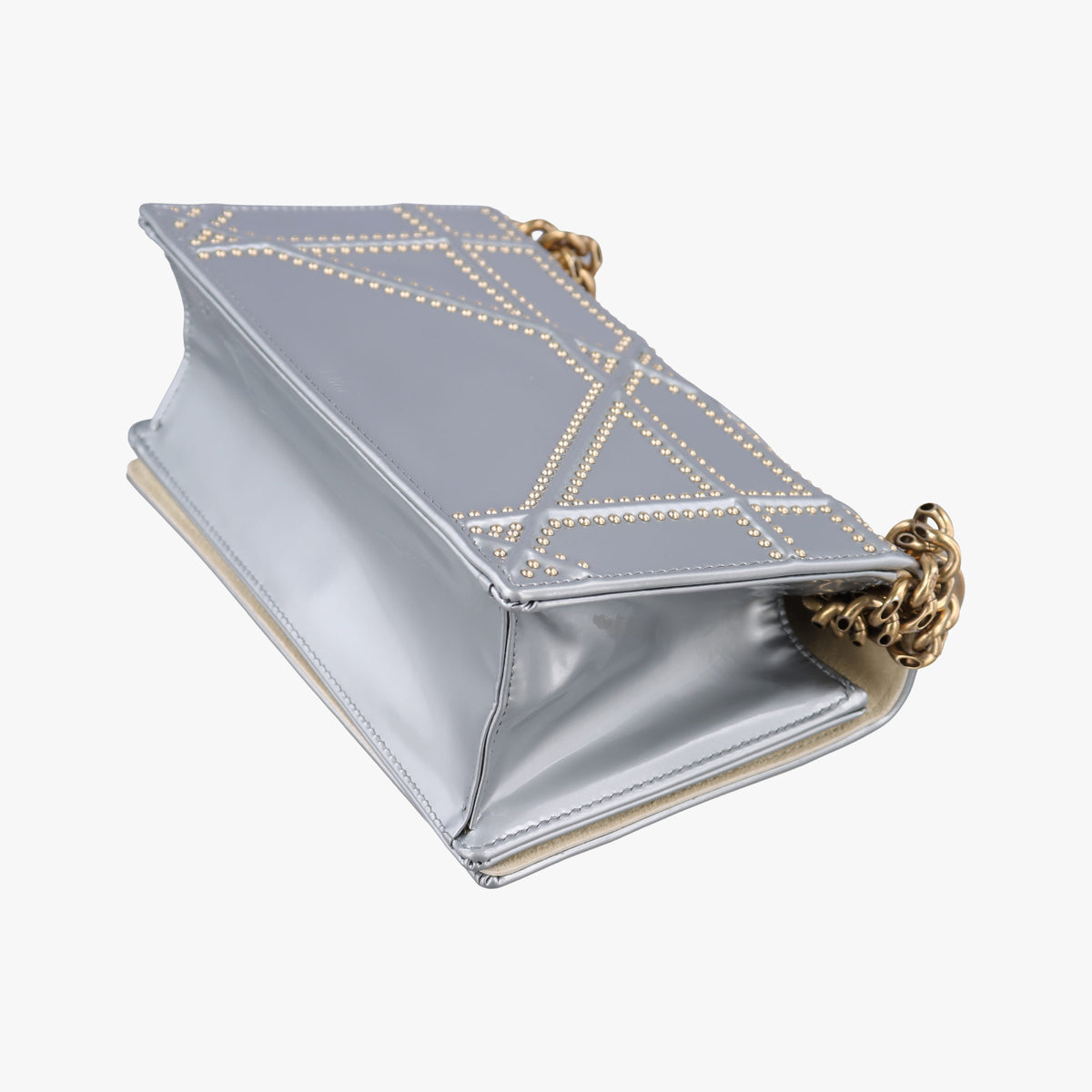 Pre-owned Christian Dior Diorama Silver Patent Leather  shoulderbag | stylenewstar