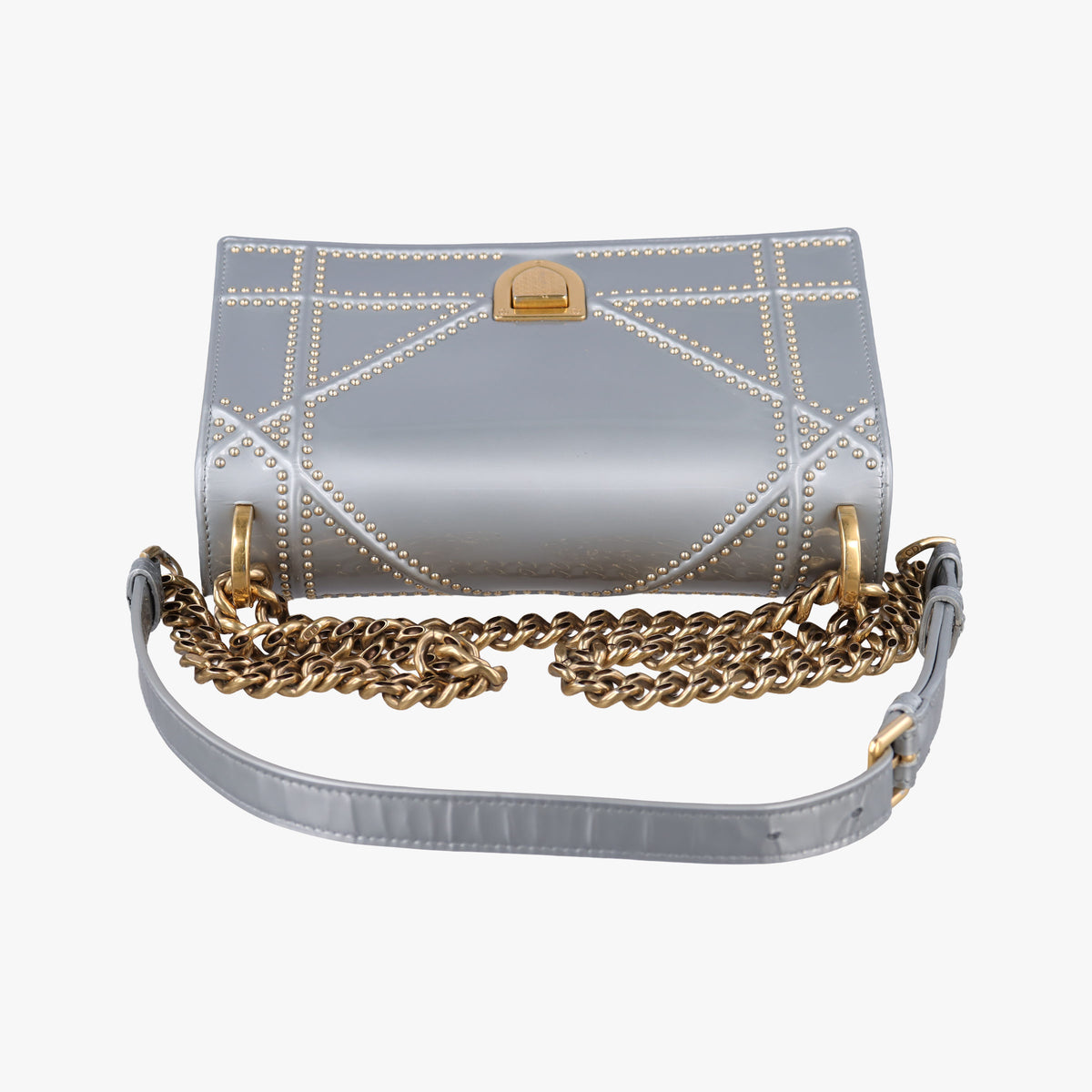 Pre-owned Christian Dior Diorama Silver Patent Leather  shoulderbag | stylenewstar