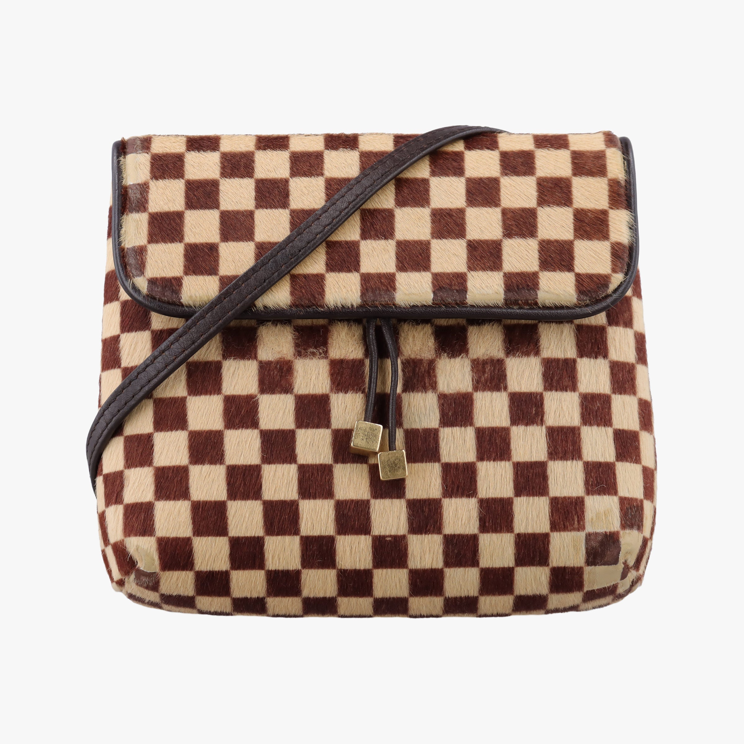 Pre-owned Louis Vuitton Gazelle  Brown Damier Sauvage Pony Hair M92130 shoulderbag | stylenewstar