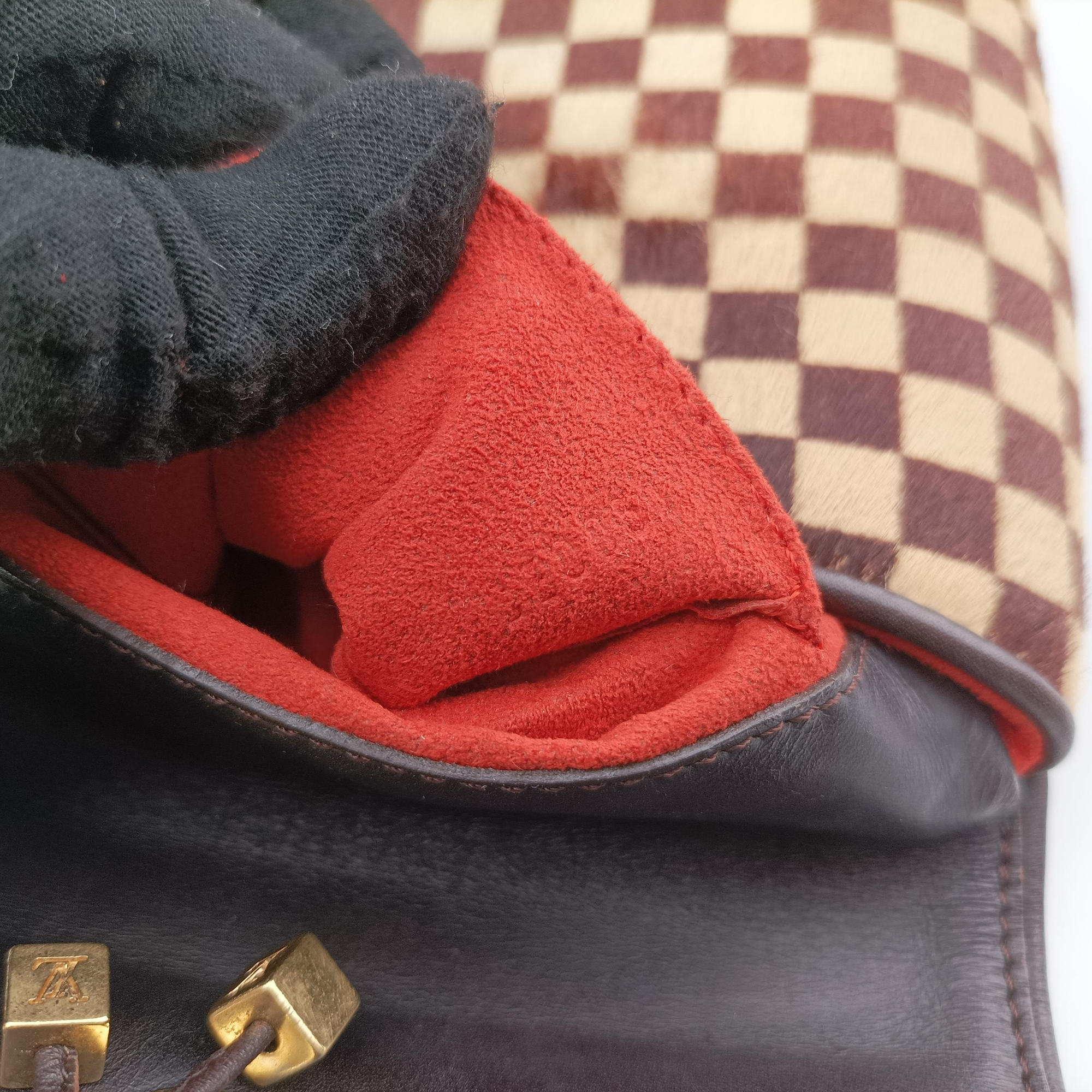 Pre-owned Louis Vuitton Gazelle  Brown Damier Sauvage Pony Hair M92130 shoulderbag | stylenewstar