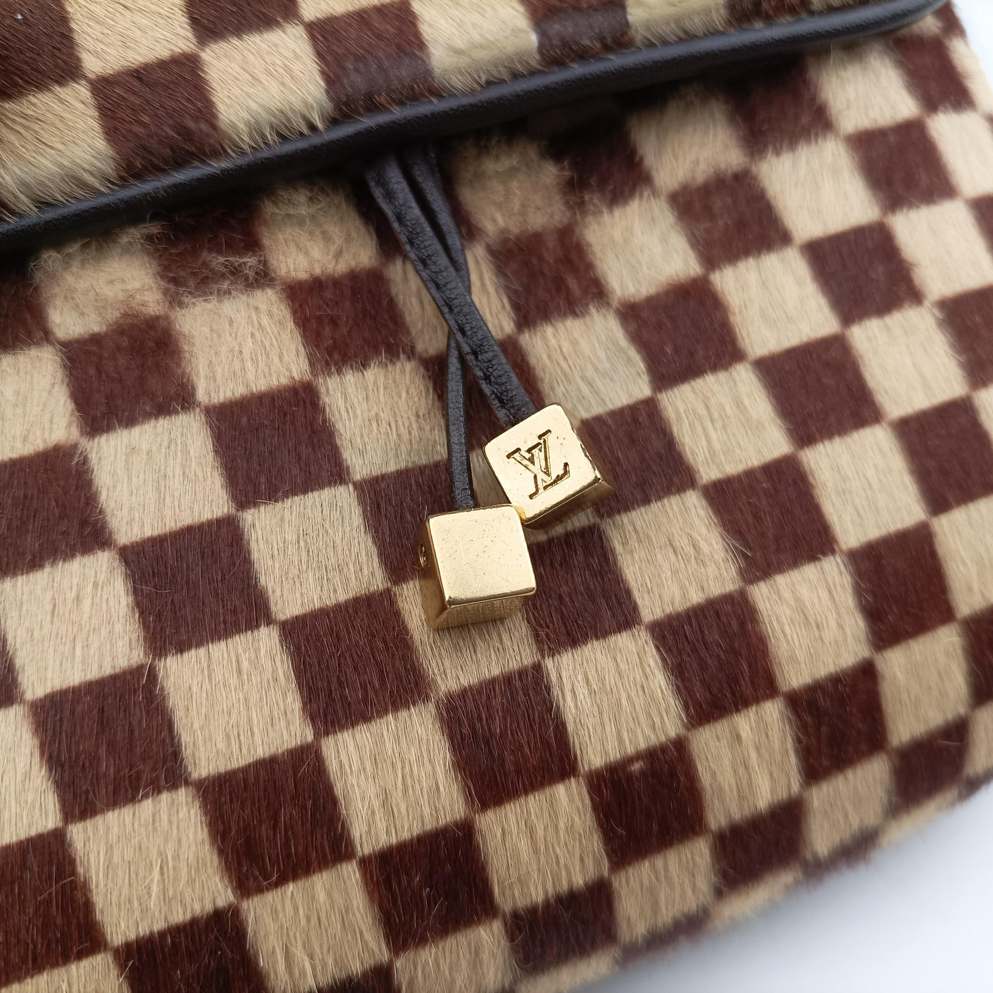 Pre-owned Louis Vuitton Gazelle  Brown Damier Sauvage Pony Hair M92130 shoulderbag | stylenewstar