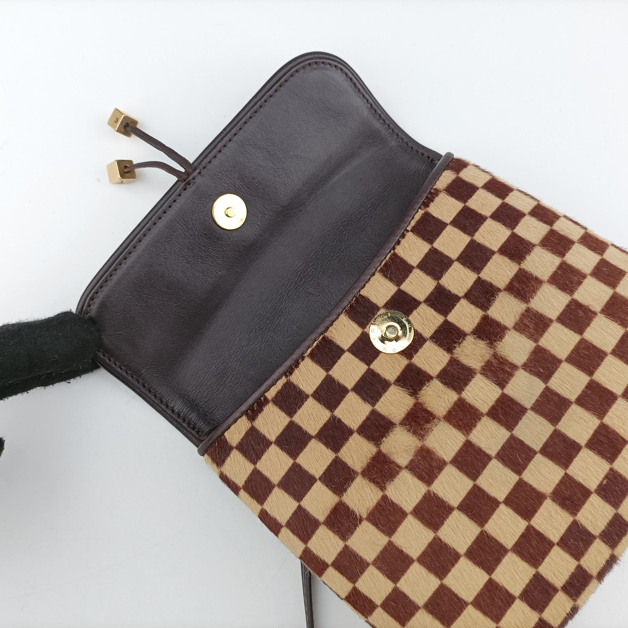 Pre-owned Louis Vuitton Gazelle  Brown Damier Sauvage Pony Hair M92130 shoulderbag | stylenewstar