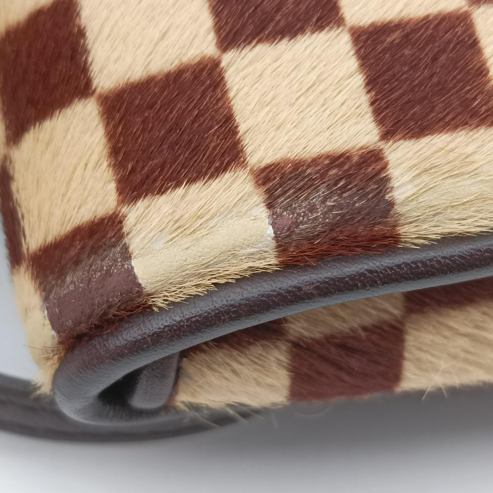 Pre-owned Louis Vuitton Gazelle  Brown Damier Sauvage Pony Hair M92130 shoulderbag | stylenewstar