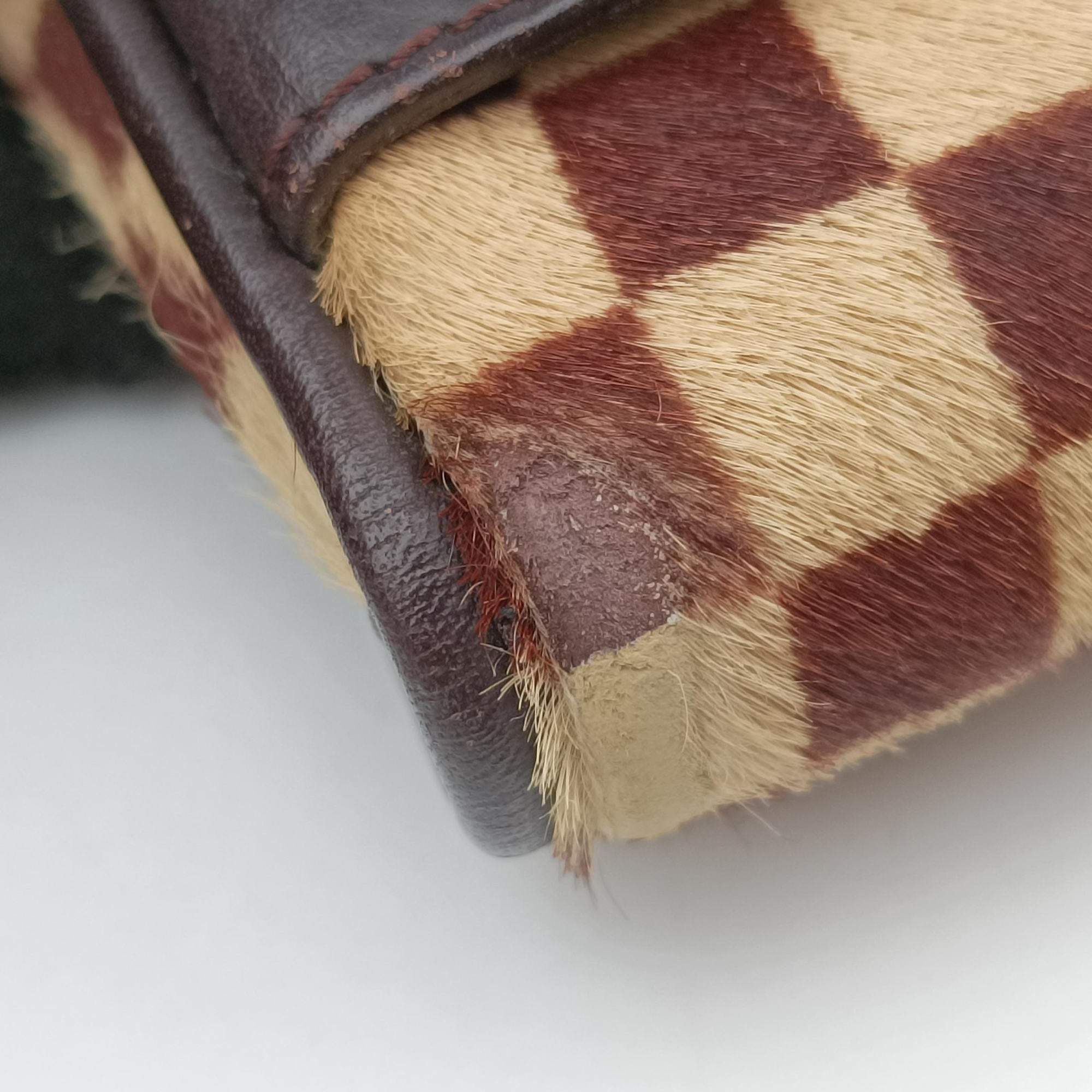 Pre-owned Louis Vuitton Gazelle  Brown Damier Sauvage Pony Hair M92130 shoulderbag | stylenewstar