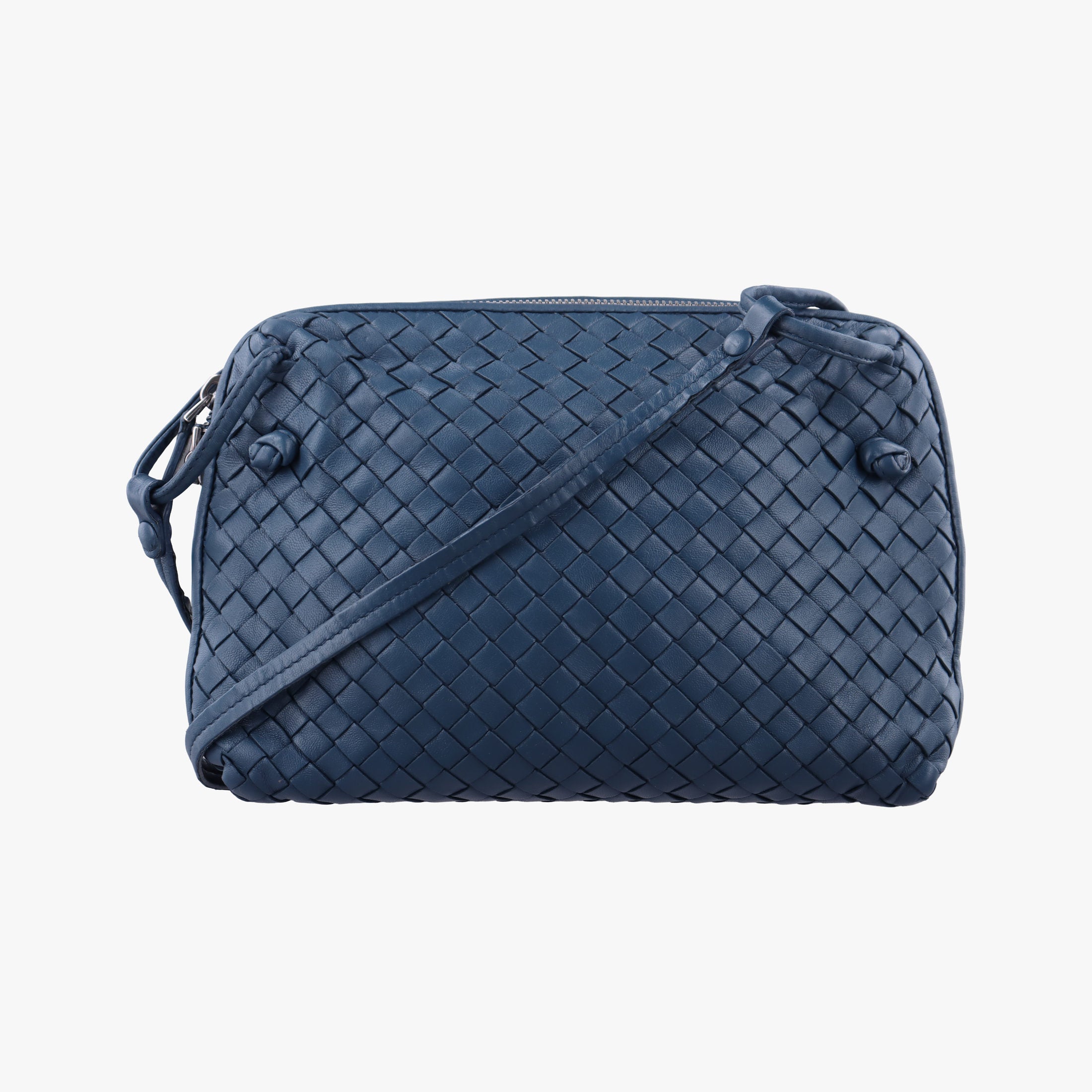 Pre-owned Bottega Veneta NODINI Intrecciato Blue lambskin  shoulderbag | stylenewstar