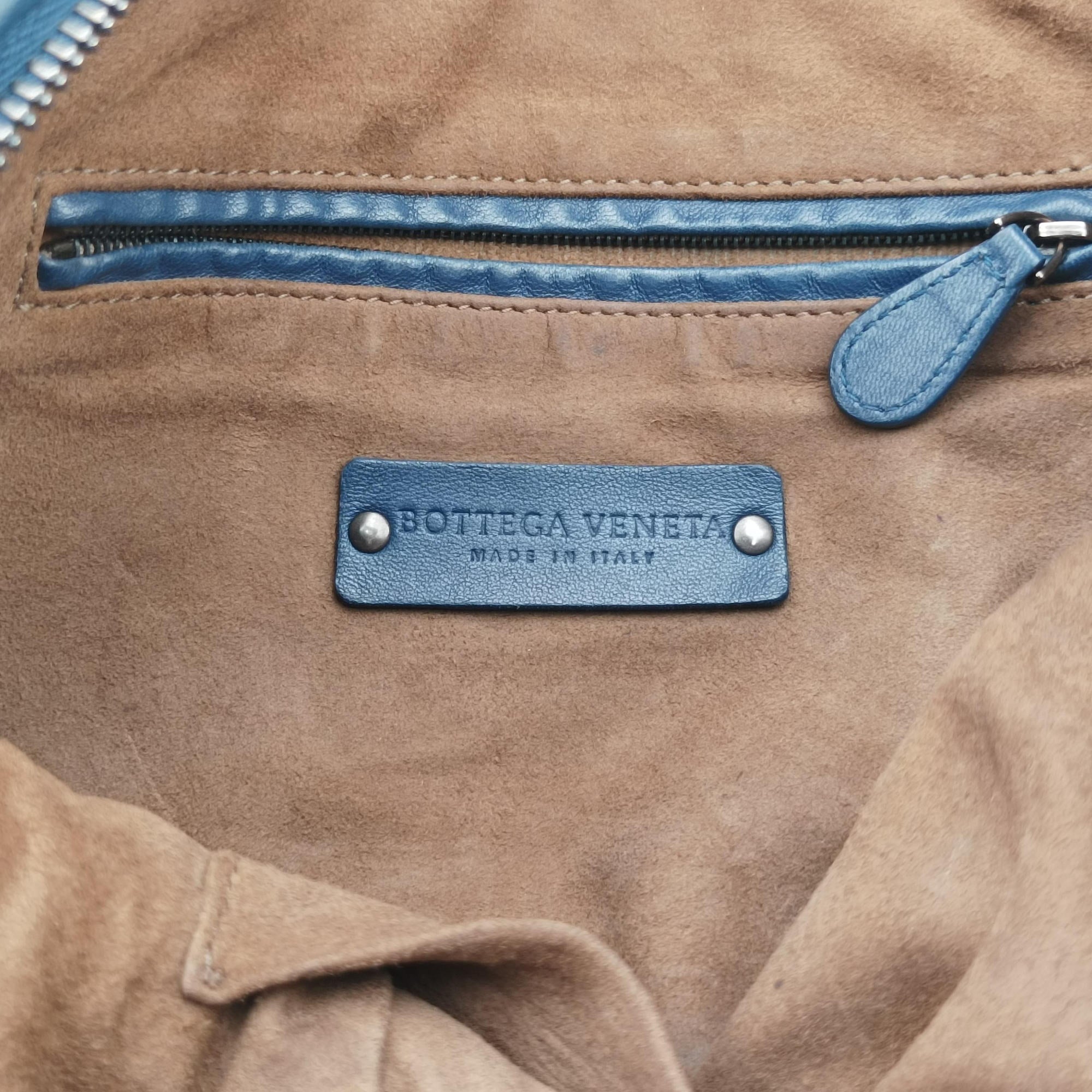 Pre-owned Bottega Veneta NODINI Intrecciato Blue lambskin  shoulderbag | stylenewstar