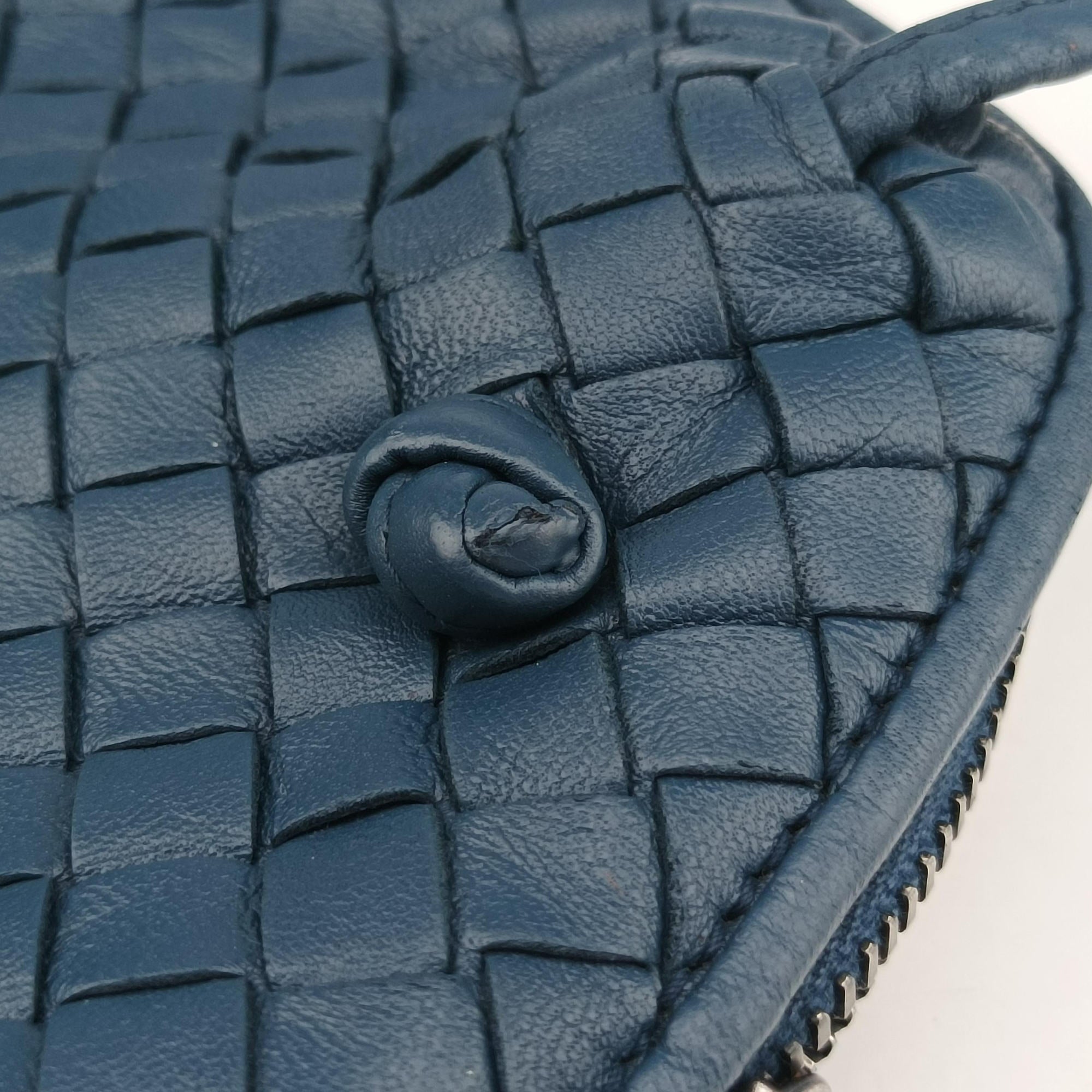 Pre-owned Bottega Veneta NODINI Intrecciato Blue lambskin  shoulderbag | stylenewstar