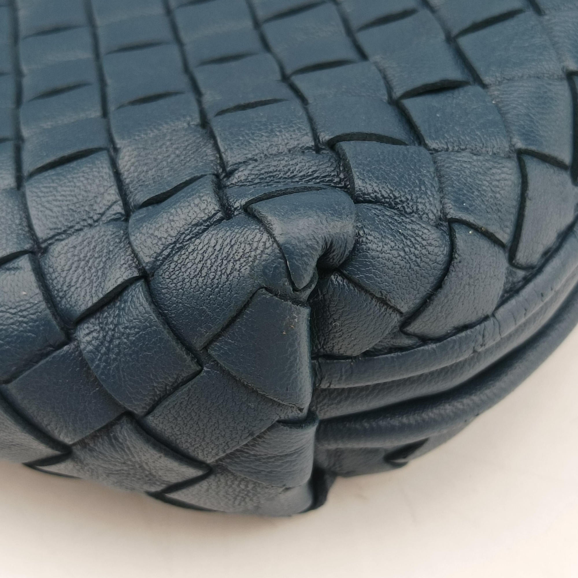 Pre-owned Bottega Veneta NODINI Intrecciato Blue lambskin  shoulderbag | stylenewstar