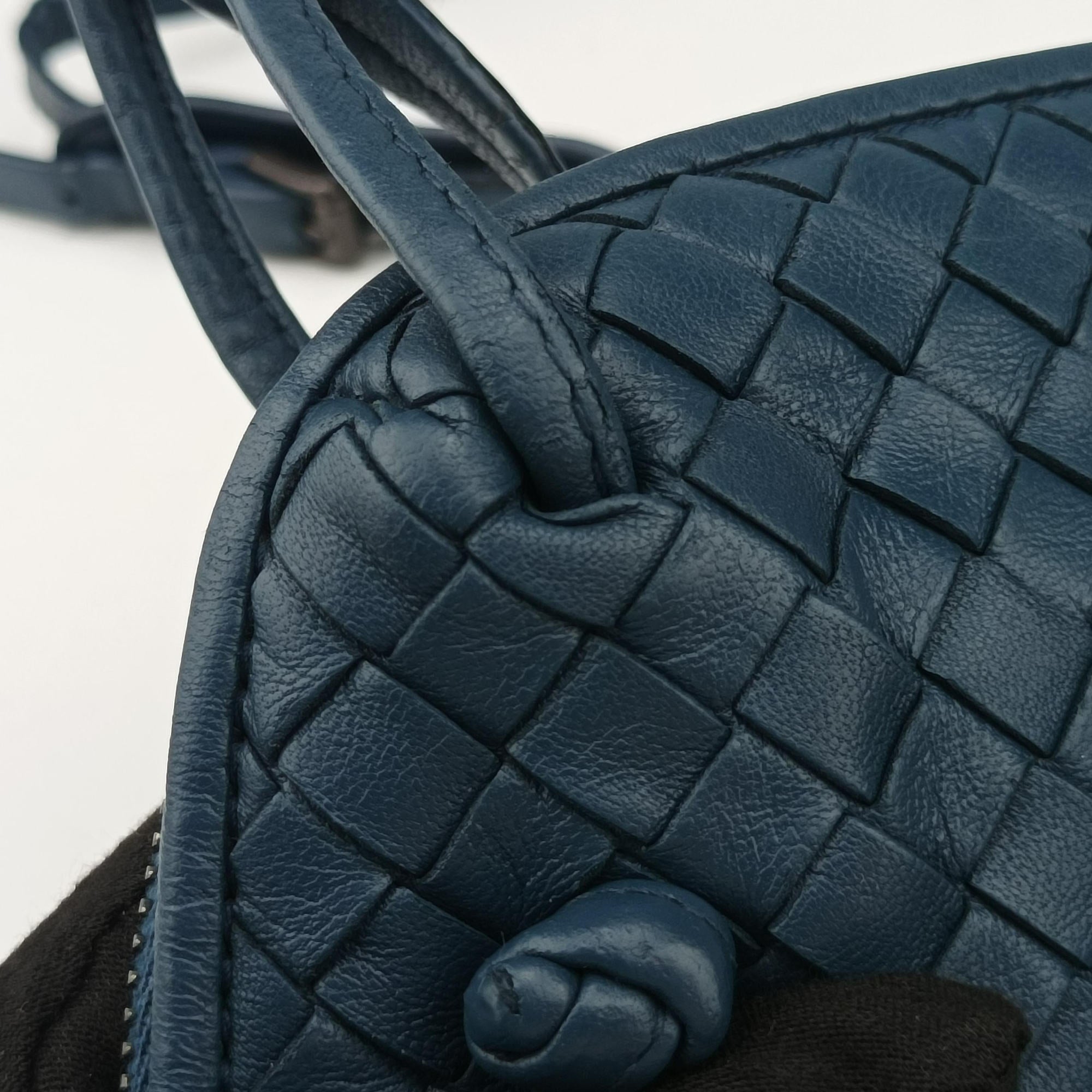 Pre-owned Bottega Veneta NODINI Intrecciato Blue lambskin  shoulderbag | stylenewstar
