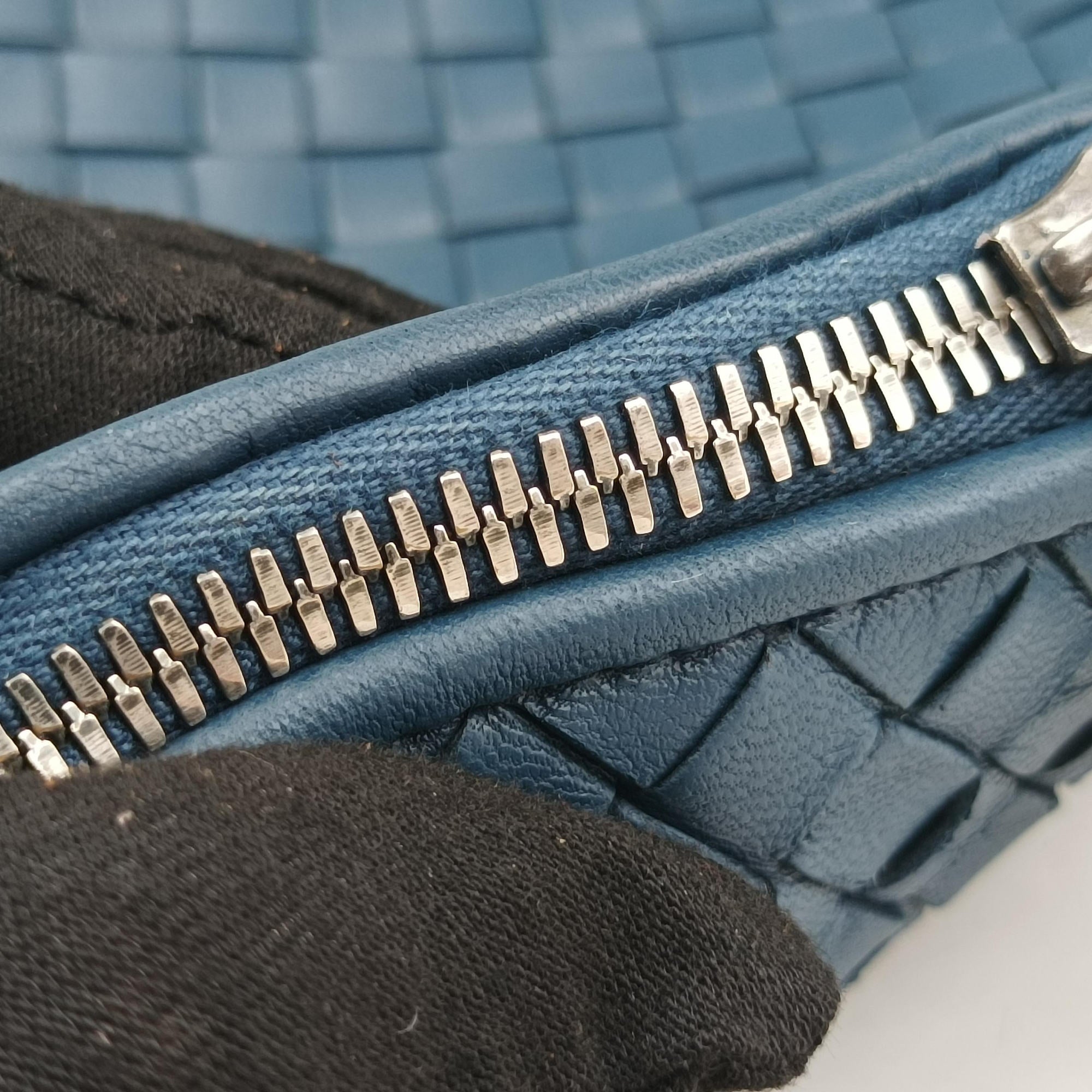 Pre-owned Bottega Veneta NODINI Intrecciato Blue lambskin  shoulderbag | stylenewstar