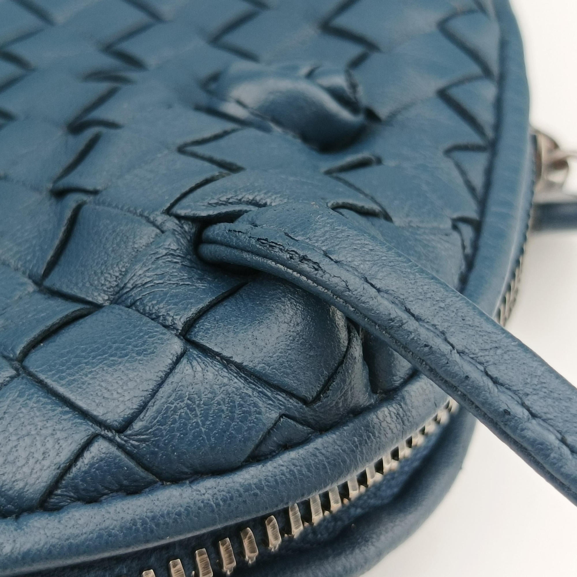 Pre-owned Bottega Veneta NODINI Intrecciato Blue lambskin  shoulderbag | stylenewstar
