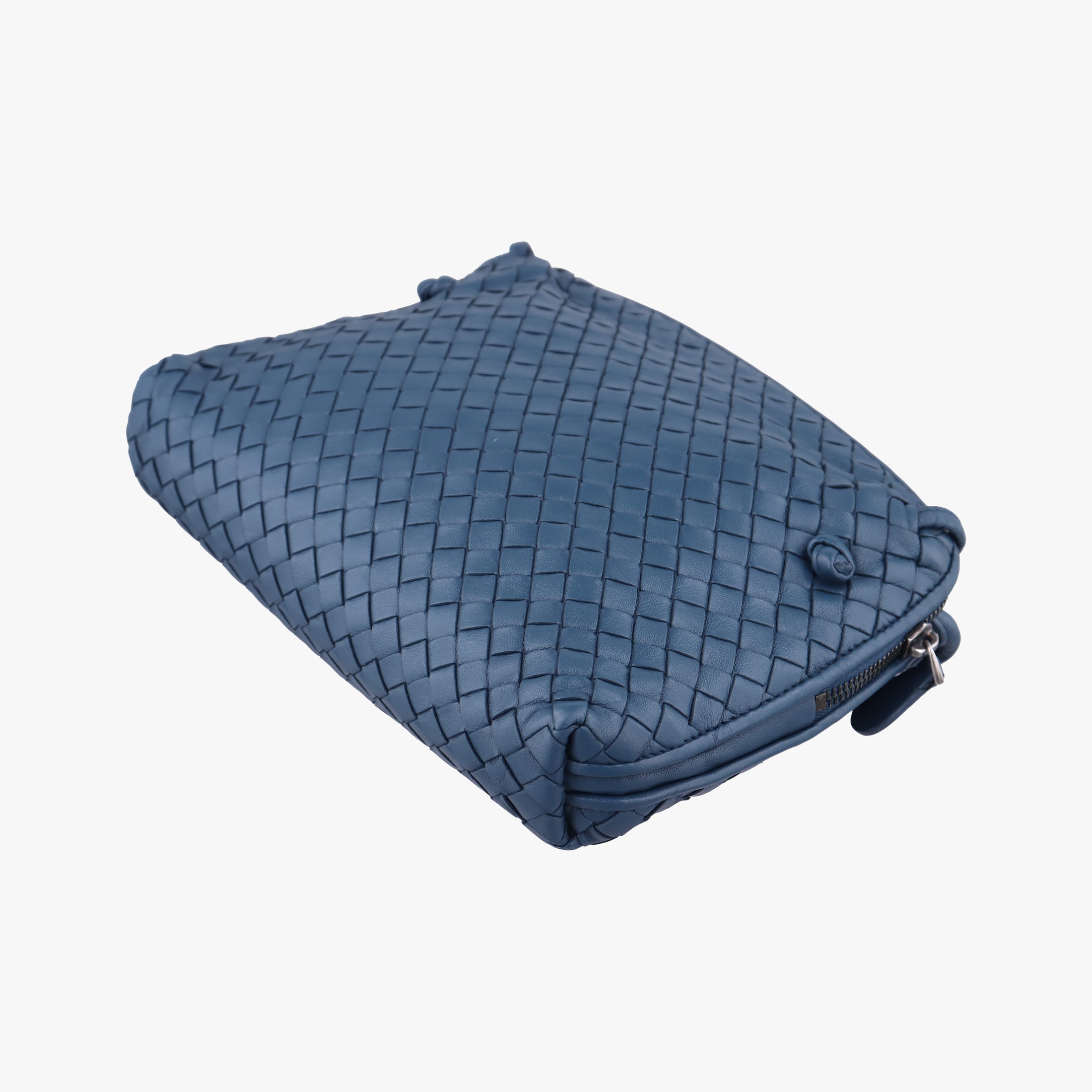 Pre-owned Bottega Veneta NODINI Intrecciato Blue lambskin  shoulderbag | stylenewstar