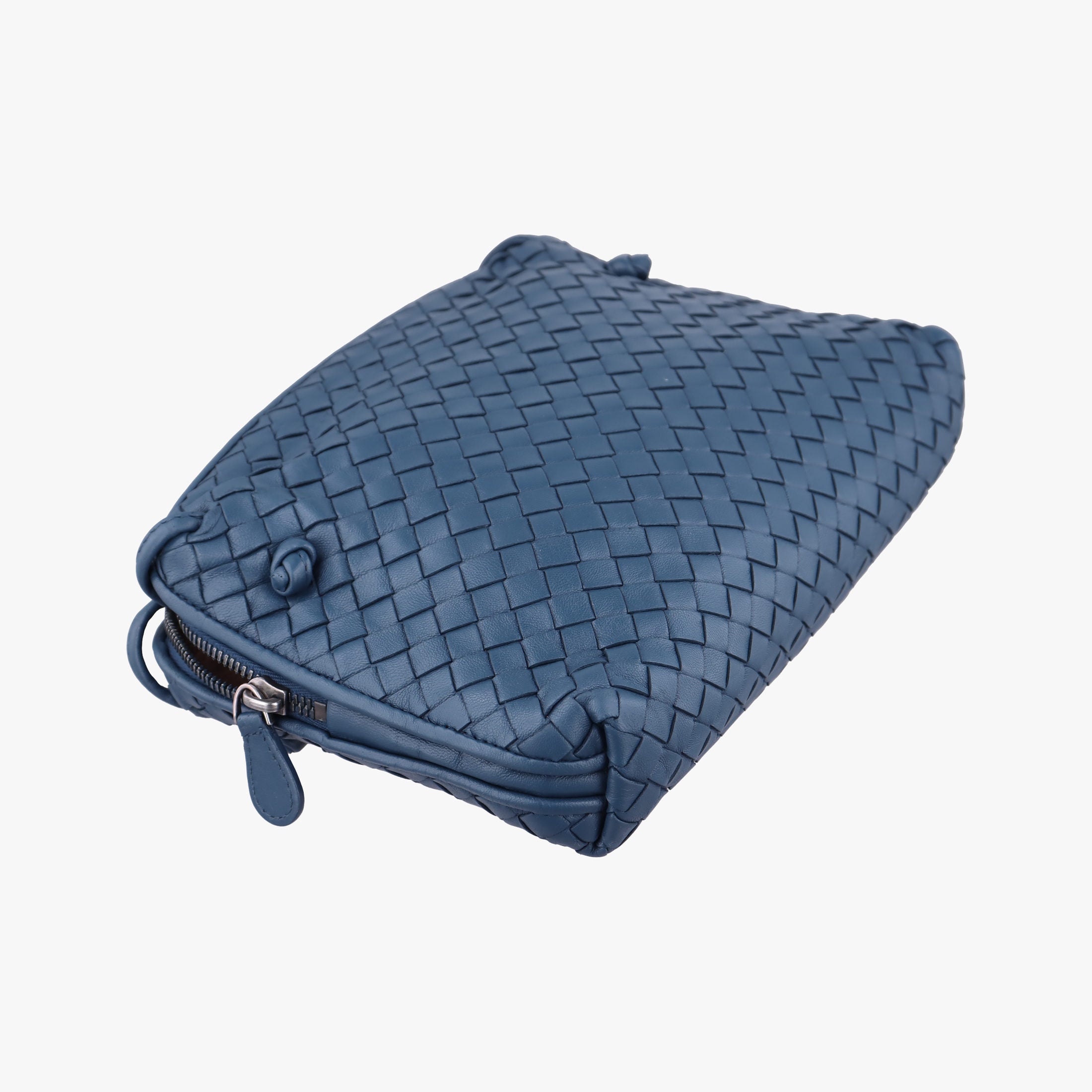 Pre-owned Bottega Veneta NODINI Intrecciato Blue lambskin  shoulderbag | stylenewstar