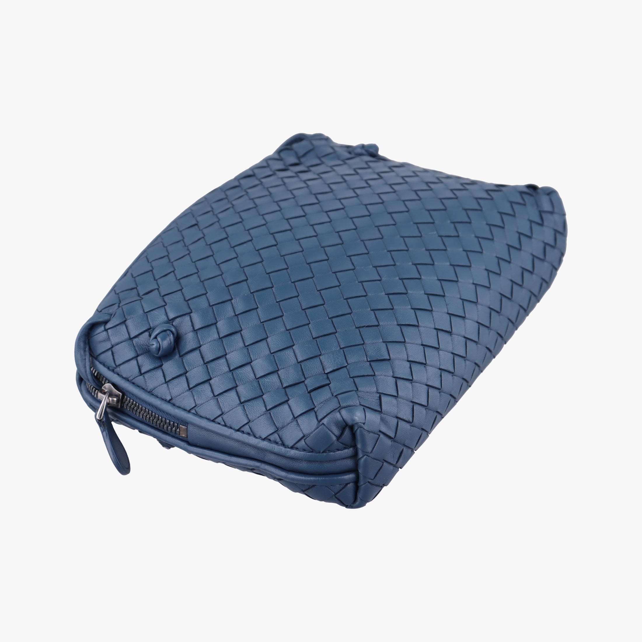 Pre-owned Bottega Veneta NODINI Intrecciato Blue lambskin  shoulderbag | stylenewstar